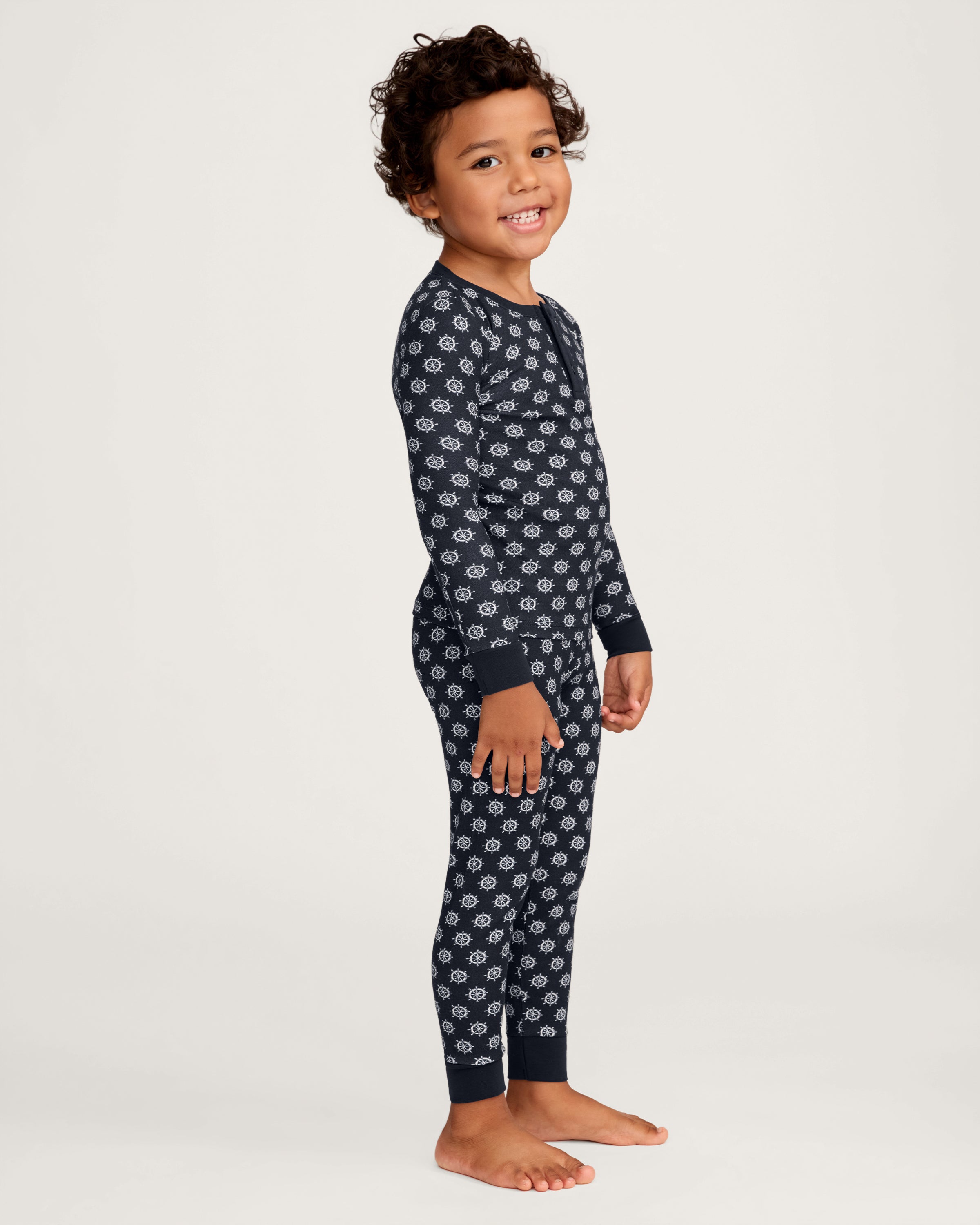 Kid's Pima Snug Fit Pajama Set in Captain's Compass