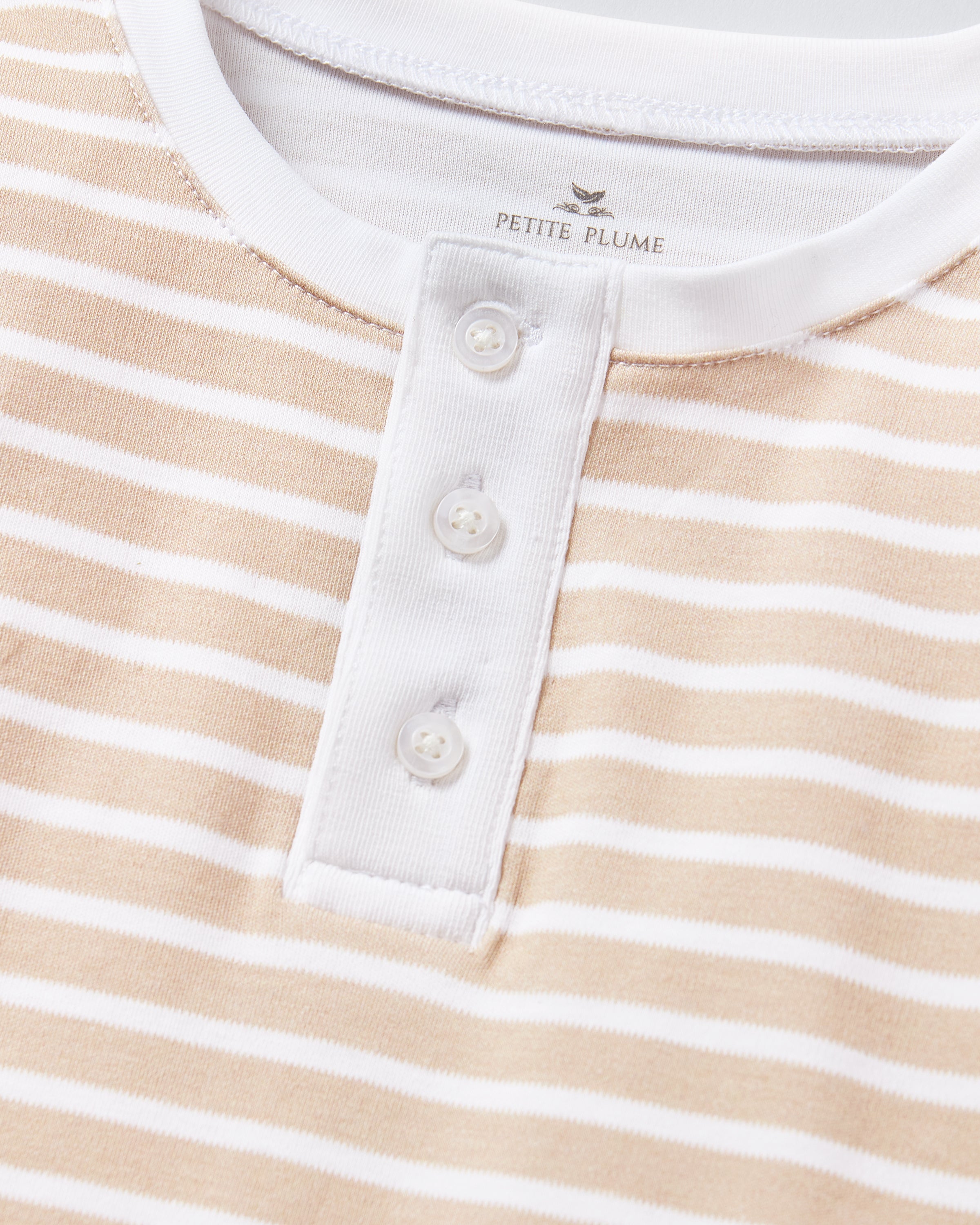Kid's Pima Snug Fit Pajama Set in Camel Stripe
