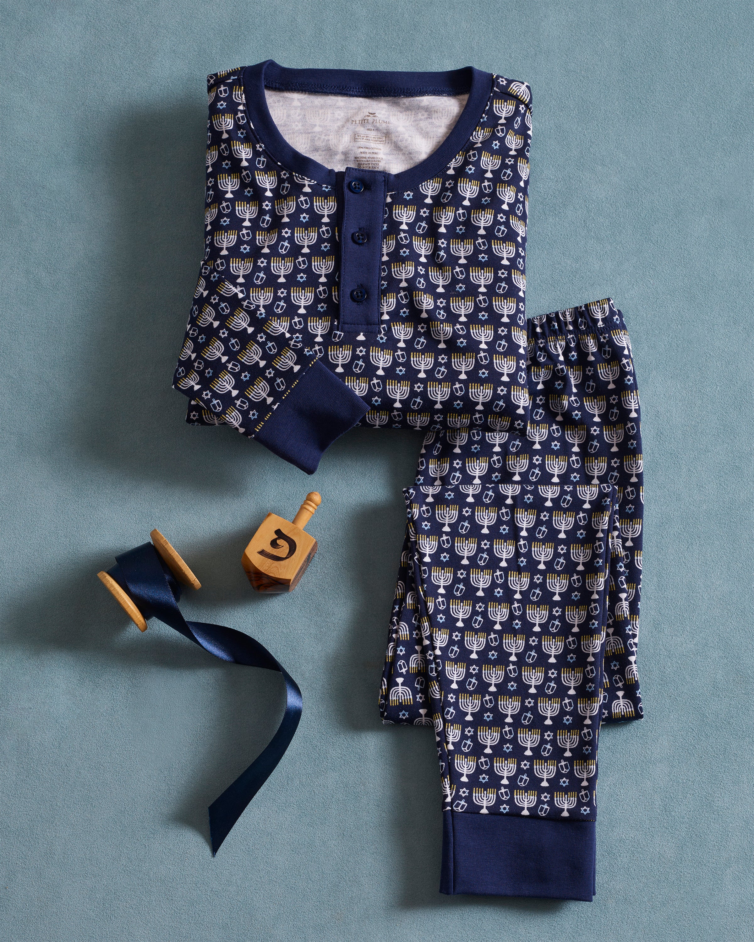 Kid's Pima Snug Fit Pajama Set in Festival of Lights