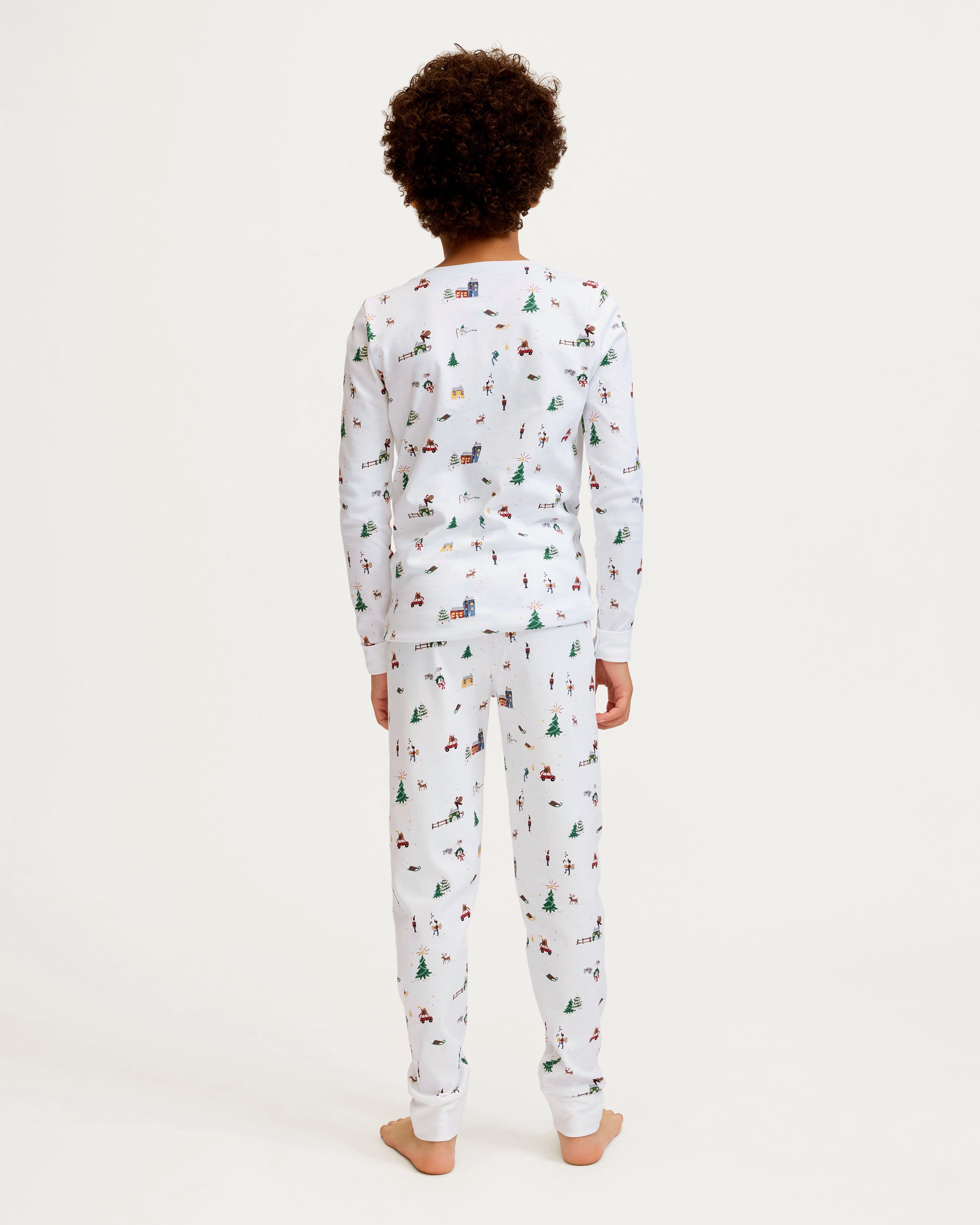 Kids Pima Snug Fit Pajama Set in Holiday Town