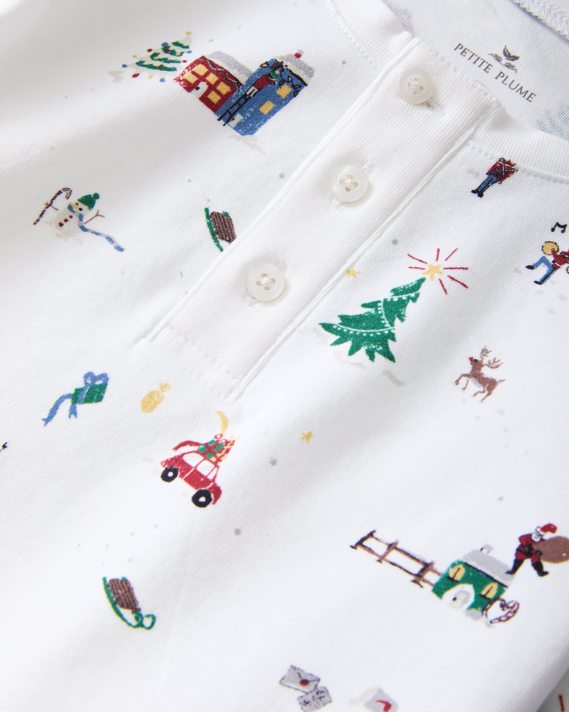 Kids Pima Snug Fit Pajama Set in Holiday Town