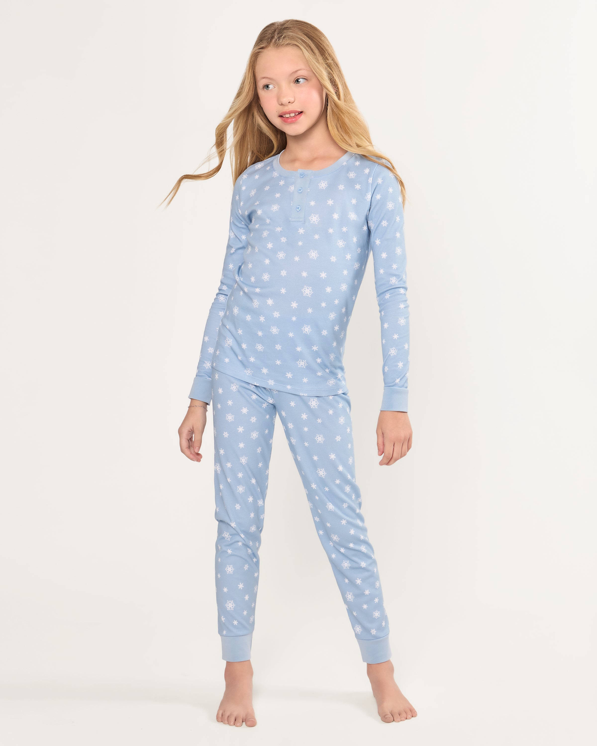 Kid's Pima Snug Fit Pajama Set in Periwinkle Wonderland