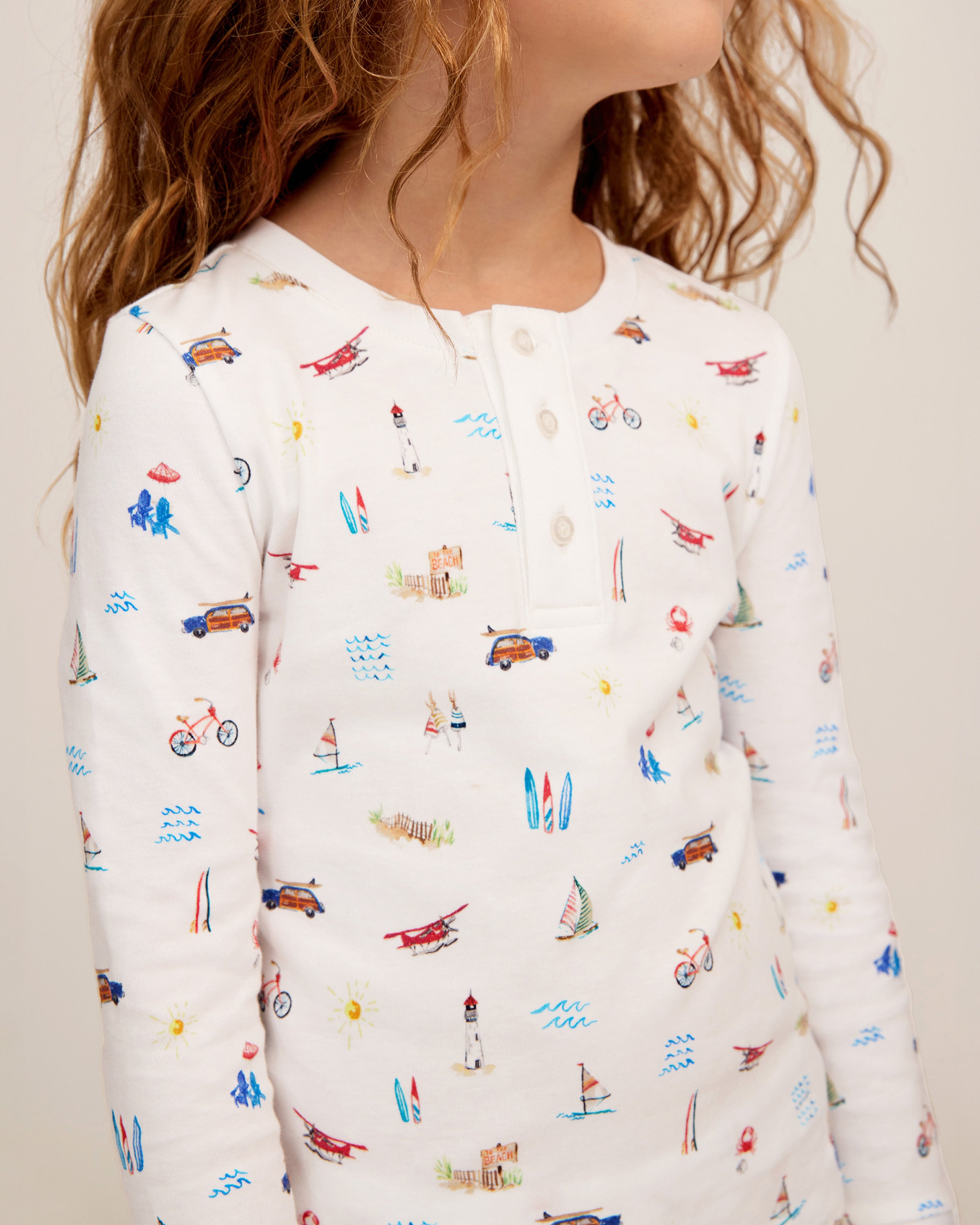 Kid's Pima Snug Fit Pajama Set in Summer Nostalgia