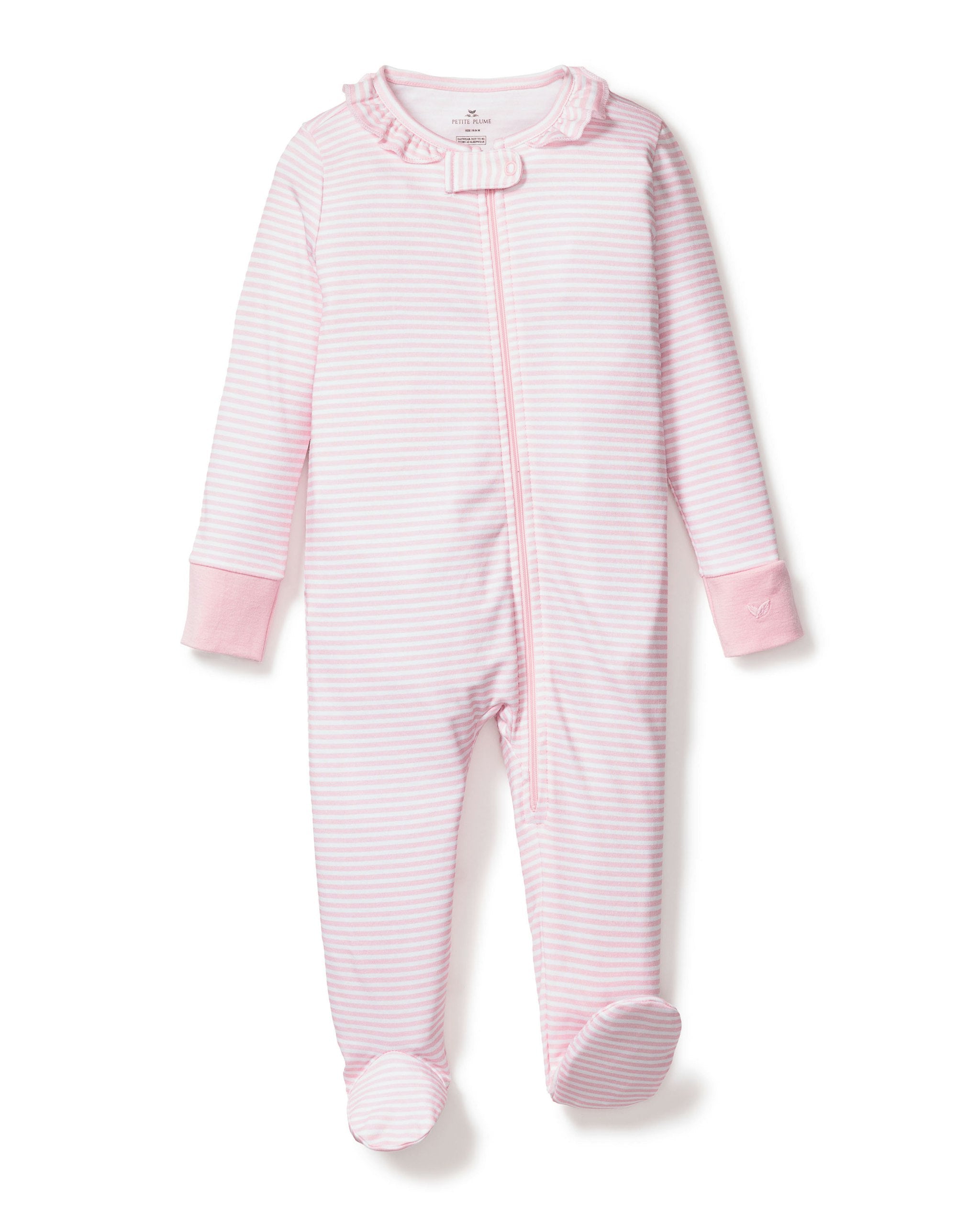 Baby's Pima Ruffle Collar Romper in Pink Stripes in Pink Stripes#Color_Pink Stripes