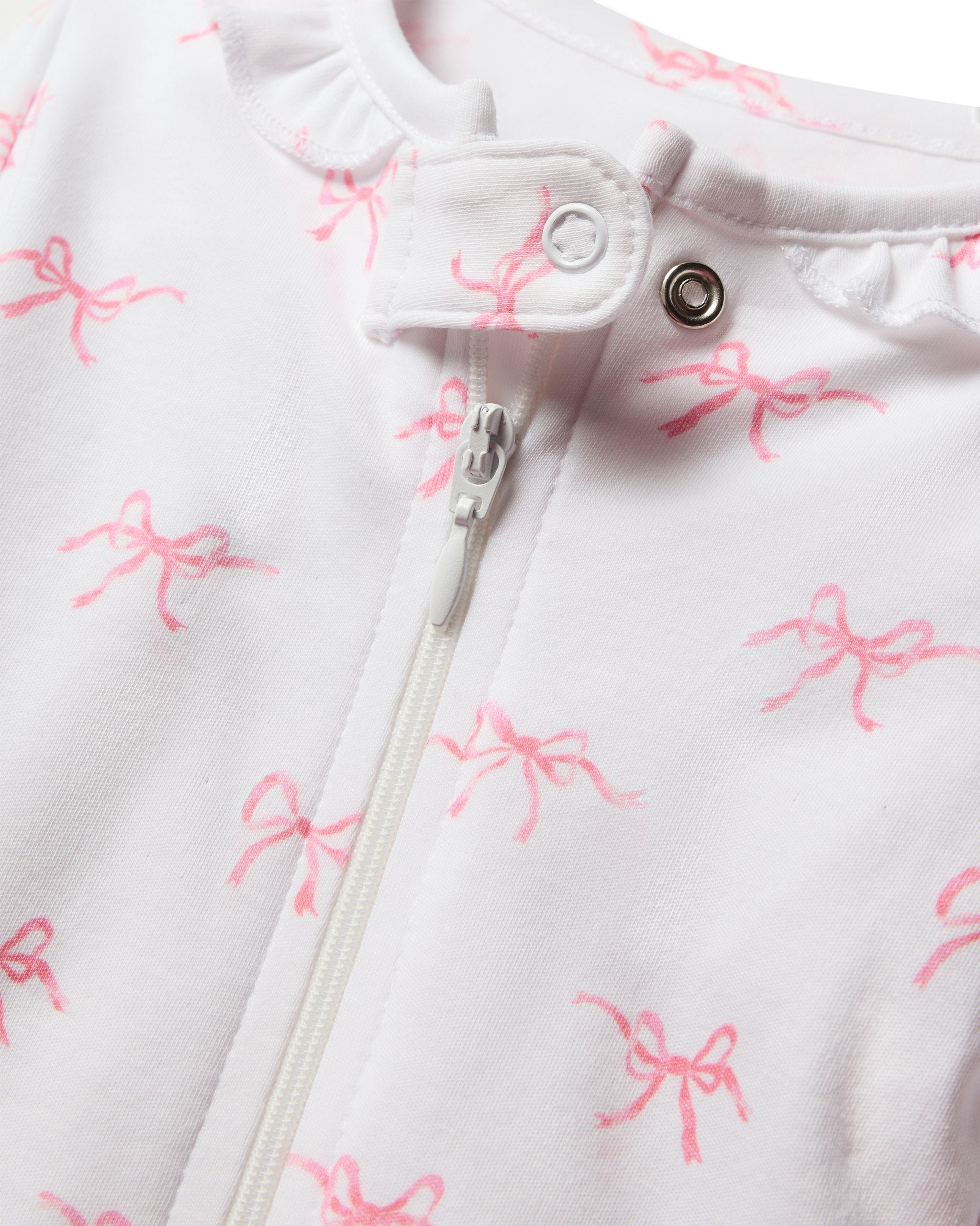 Baby's Pima Ruffle Collar Romper in Pink Stripes in Blushing Bows#Color_Blushing Bows