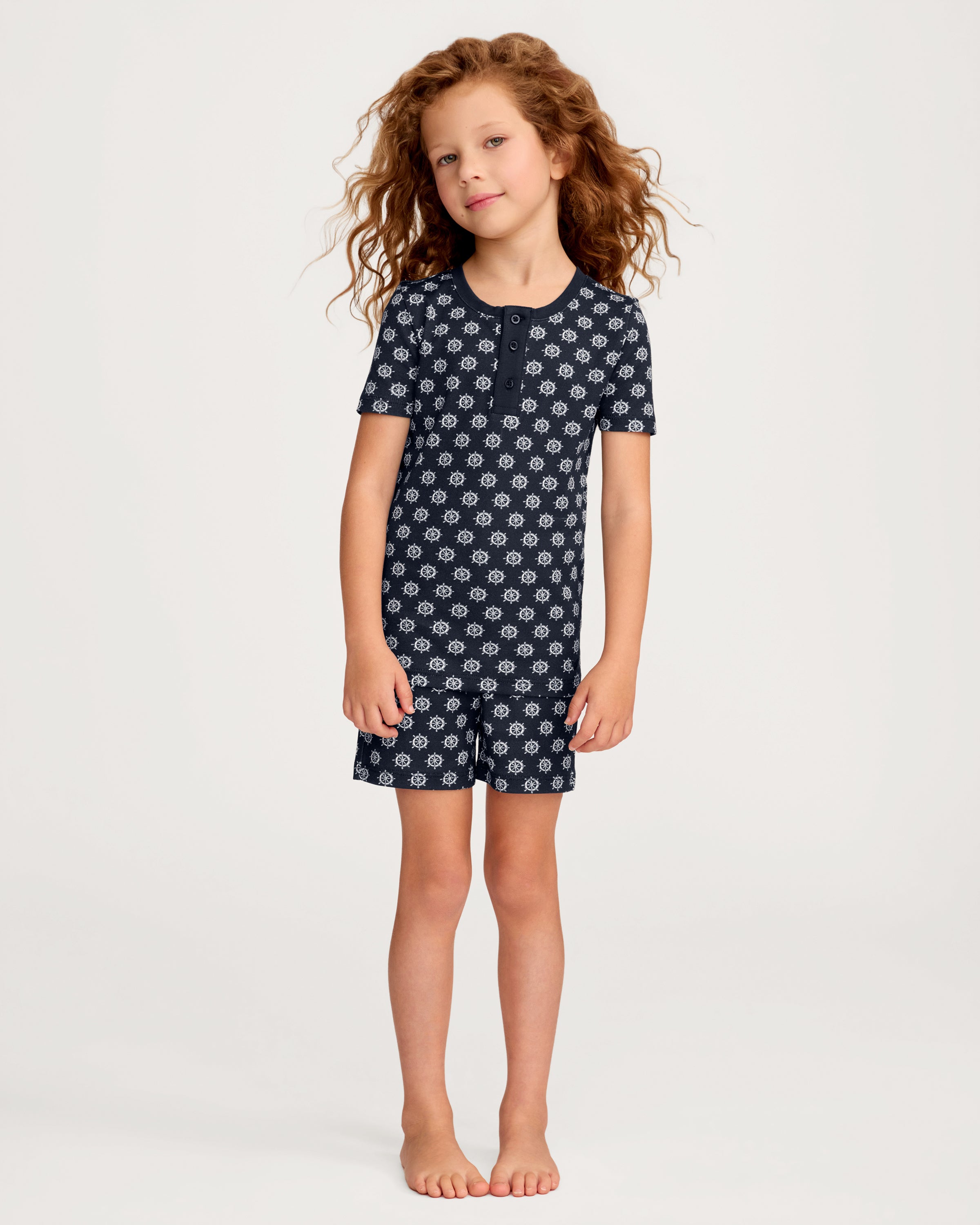 Kid's Pima Snug Fit Short Set in Captain's Compass