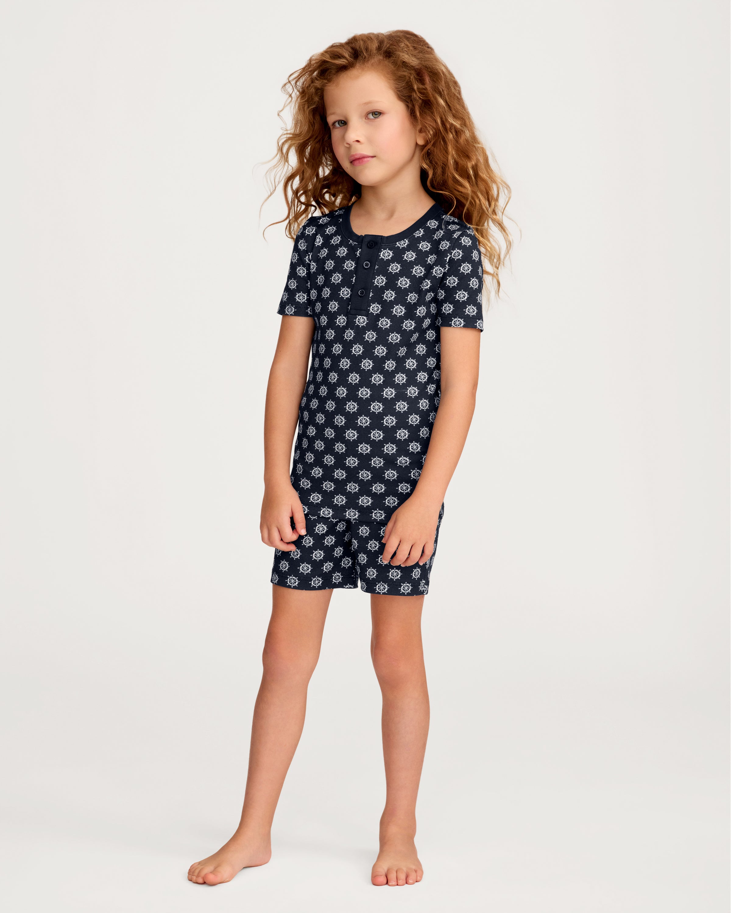 Kid's Pima Snug Fit Short Set in Captain's Compass
