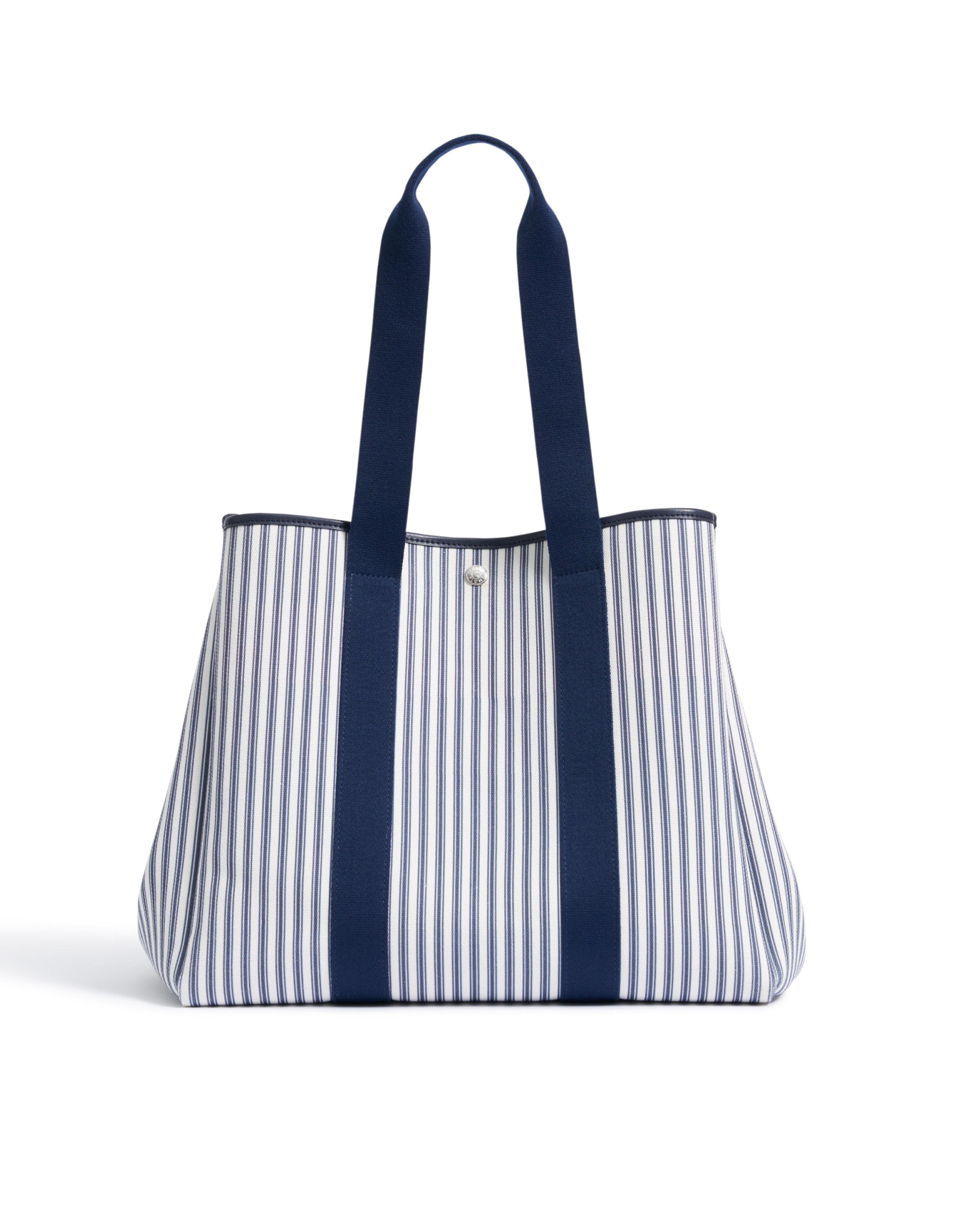 The Beckett Canvas Tote Bag in Navy French Ticking