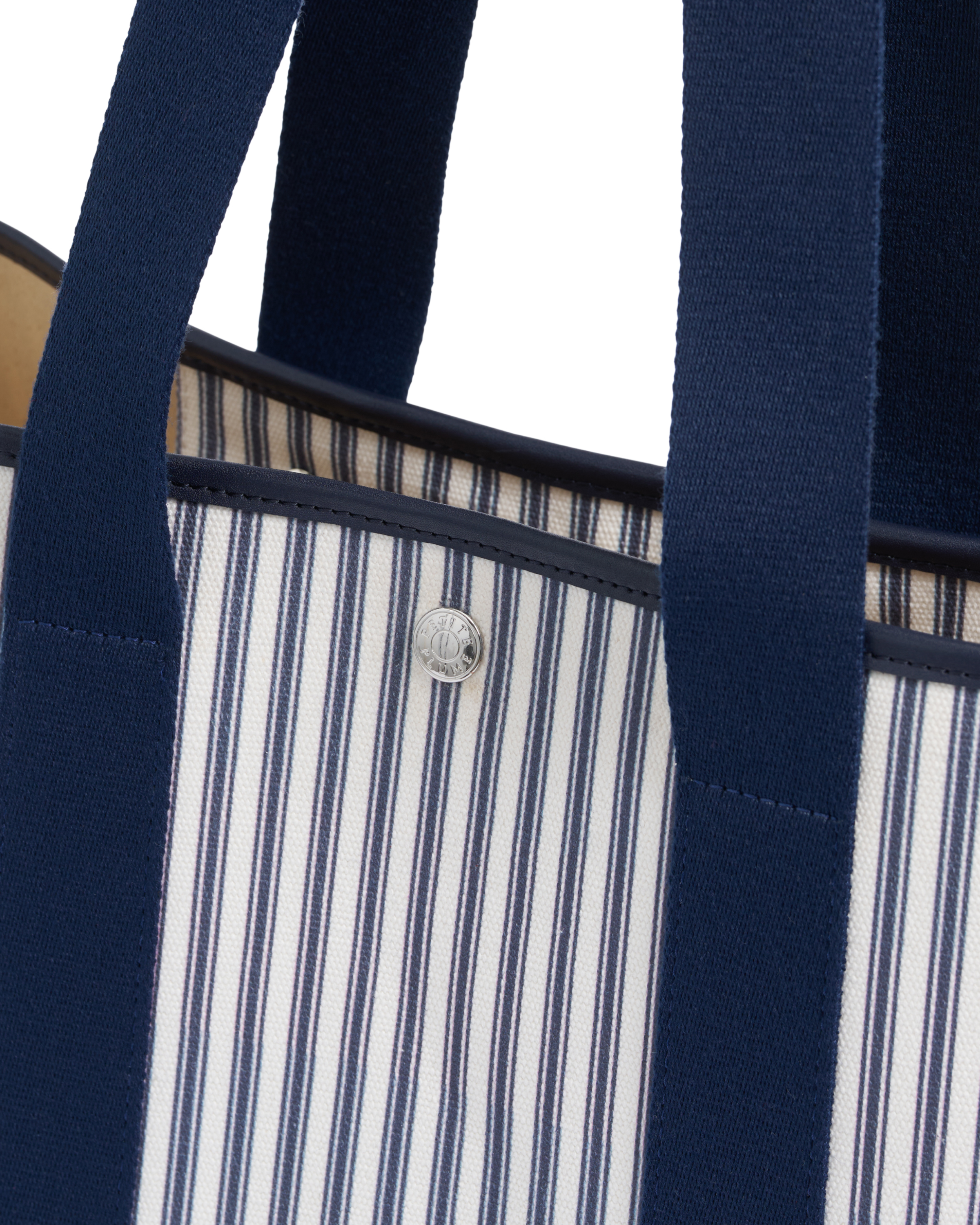 The Beckett Canvas Tote Bag in Navy French Ticking