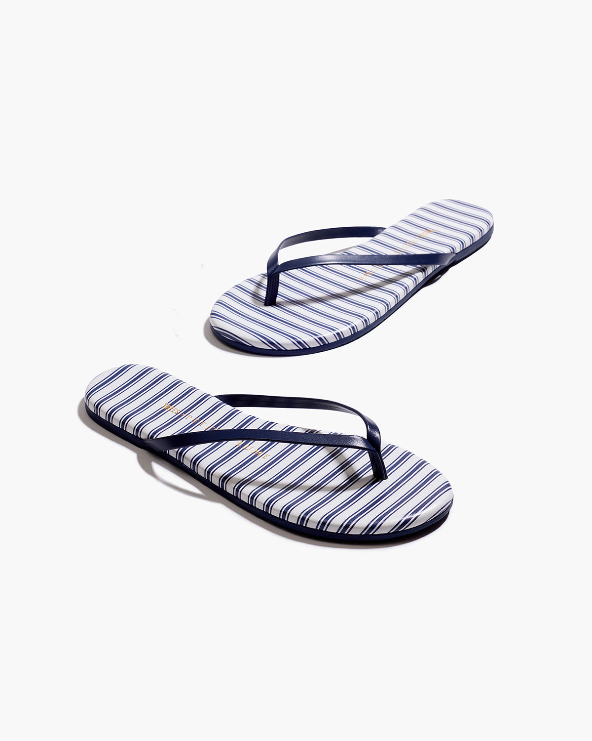 Petite Plume x TKEES Lily Sandal in Navy French Ticking