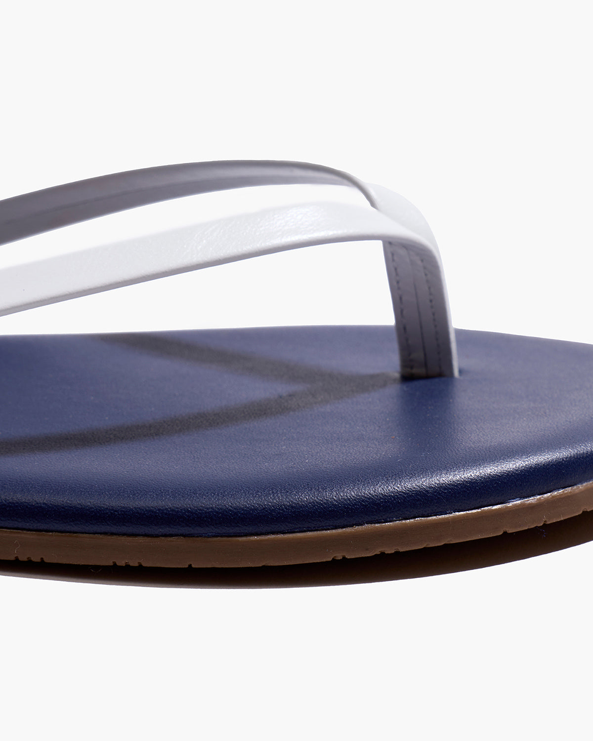 Petite Plume x TKEES Lily Sandal in Navy with White Strap