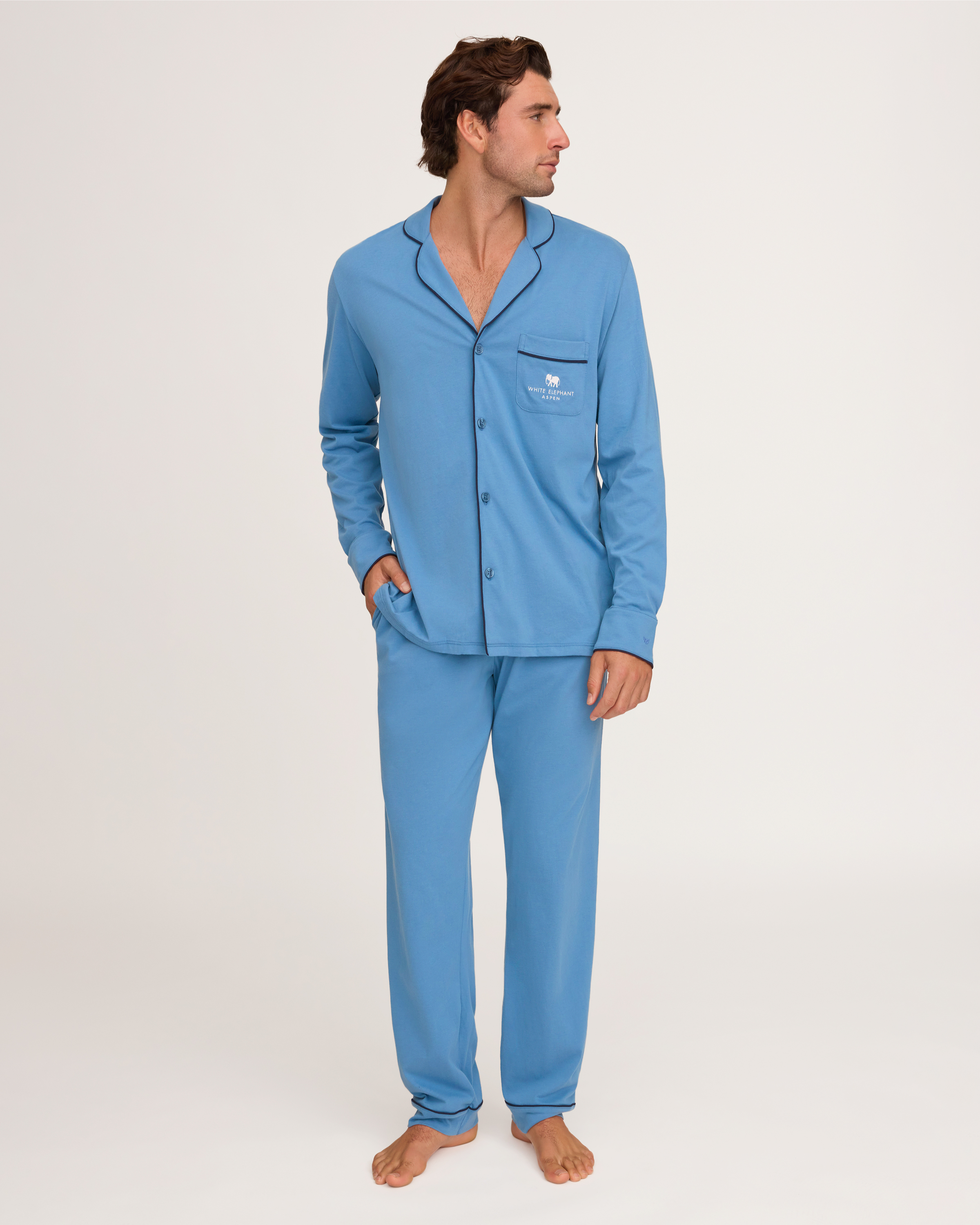 Petite Plume x White Elephant Men's Pima Pajama Set