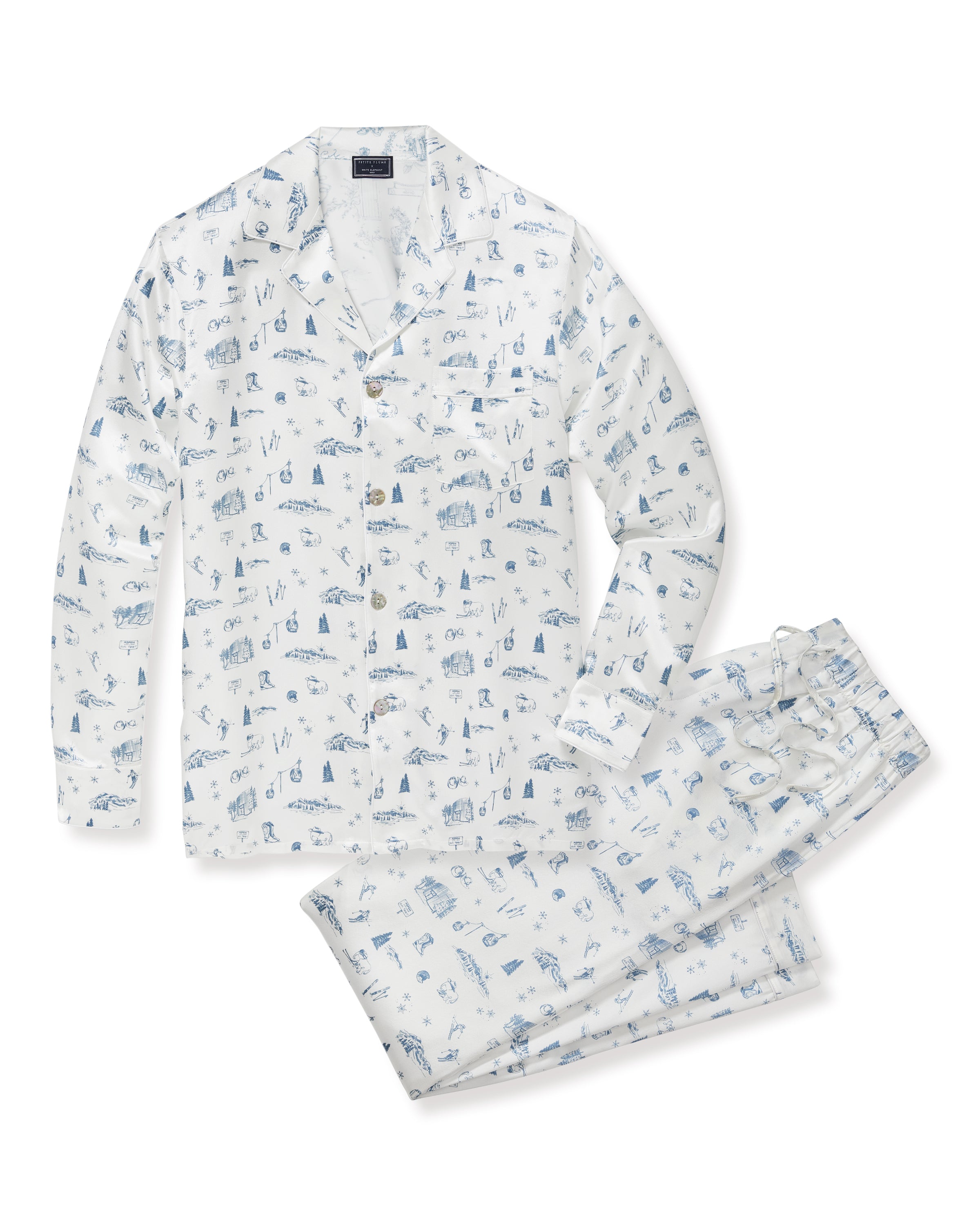 Petite Plume x White Elephant Men's Silk Pajama Set