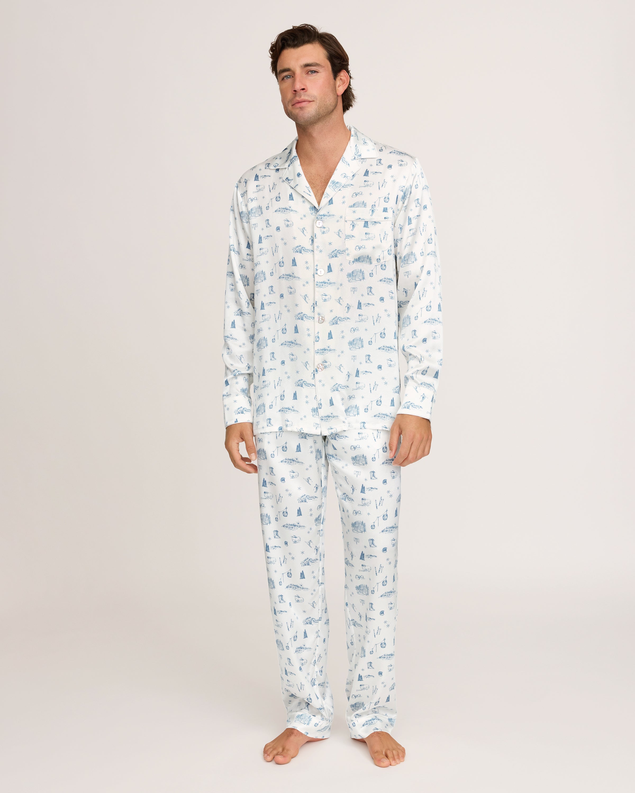 Petite Plume x White Elephant Men's Silk Pajama Set