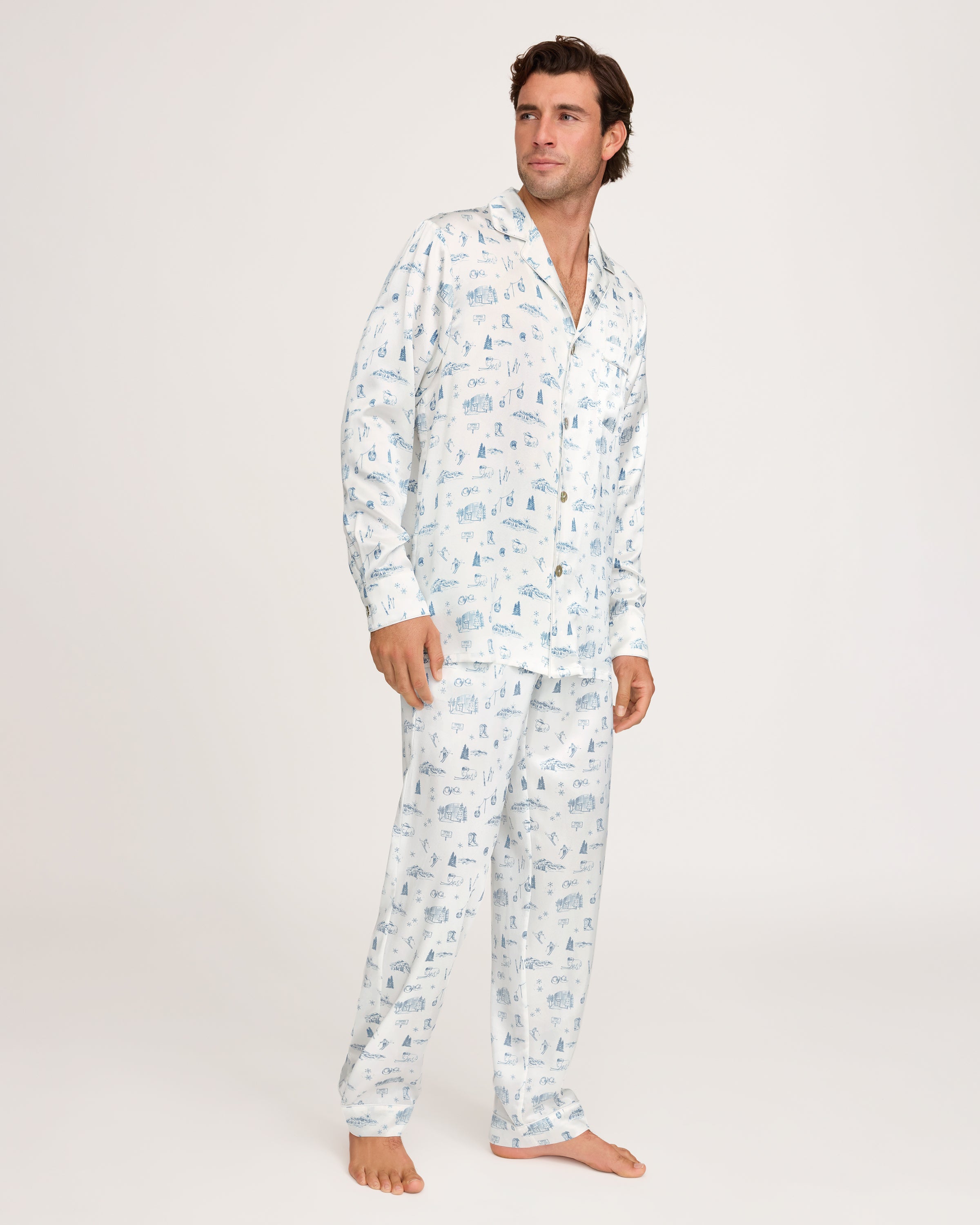 Petite Plume x White Elephant Men's Silk Pajama Set