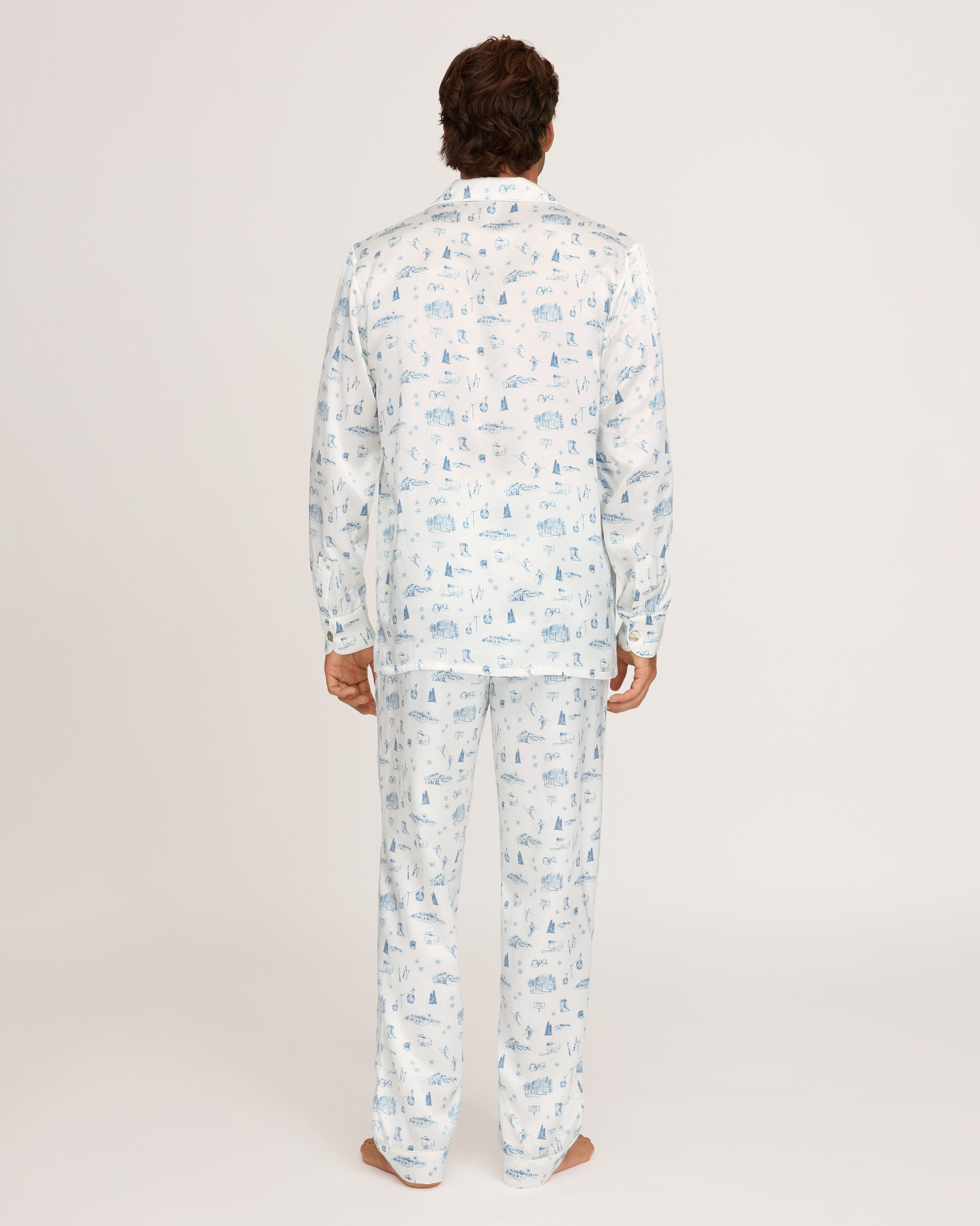 Petite Plume x White Elephant Men's Silk Pajama Set