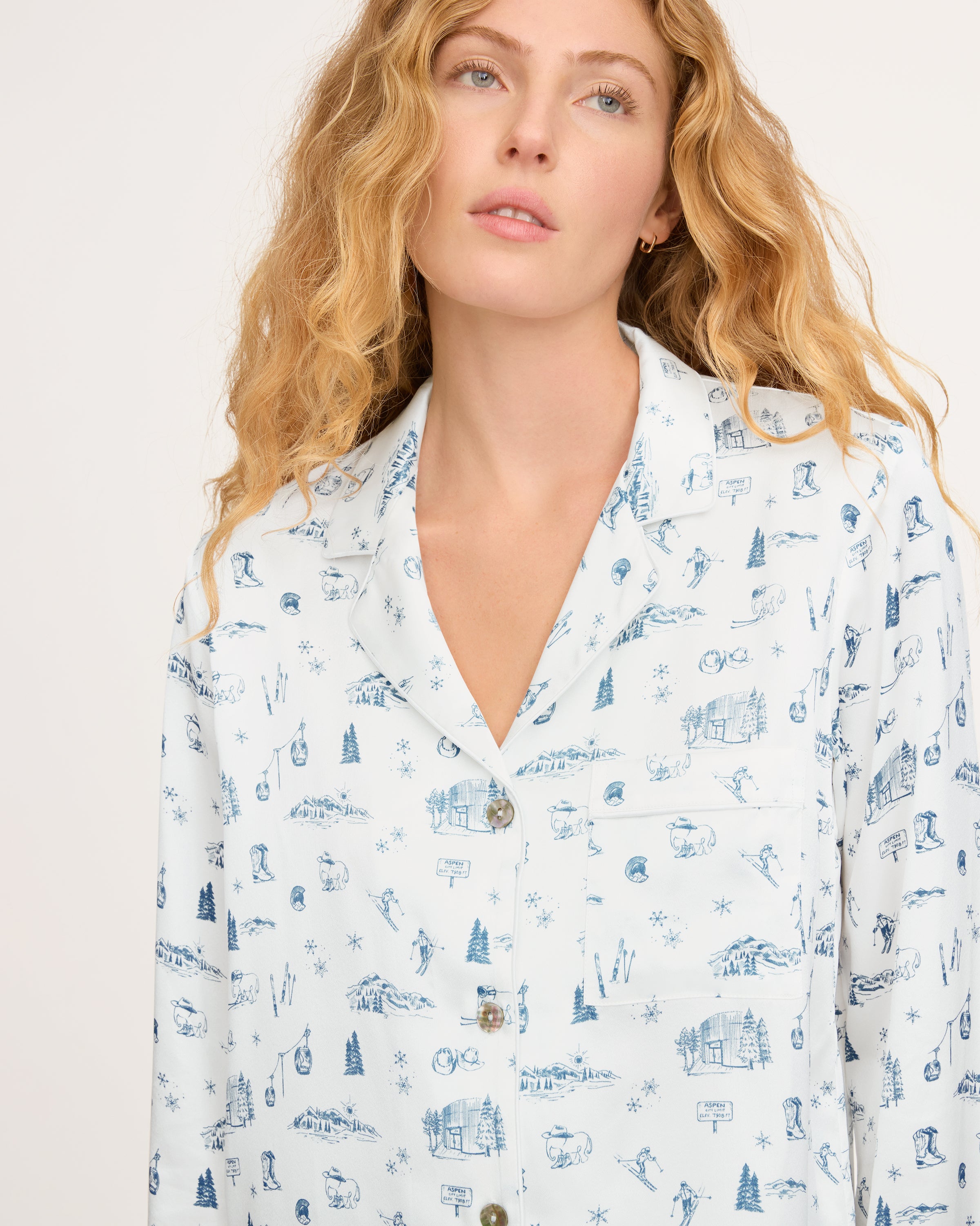 Petite Plume x White Elephant Women's Silk Pajama Set