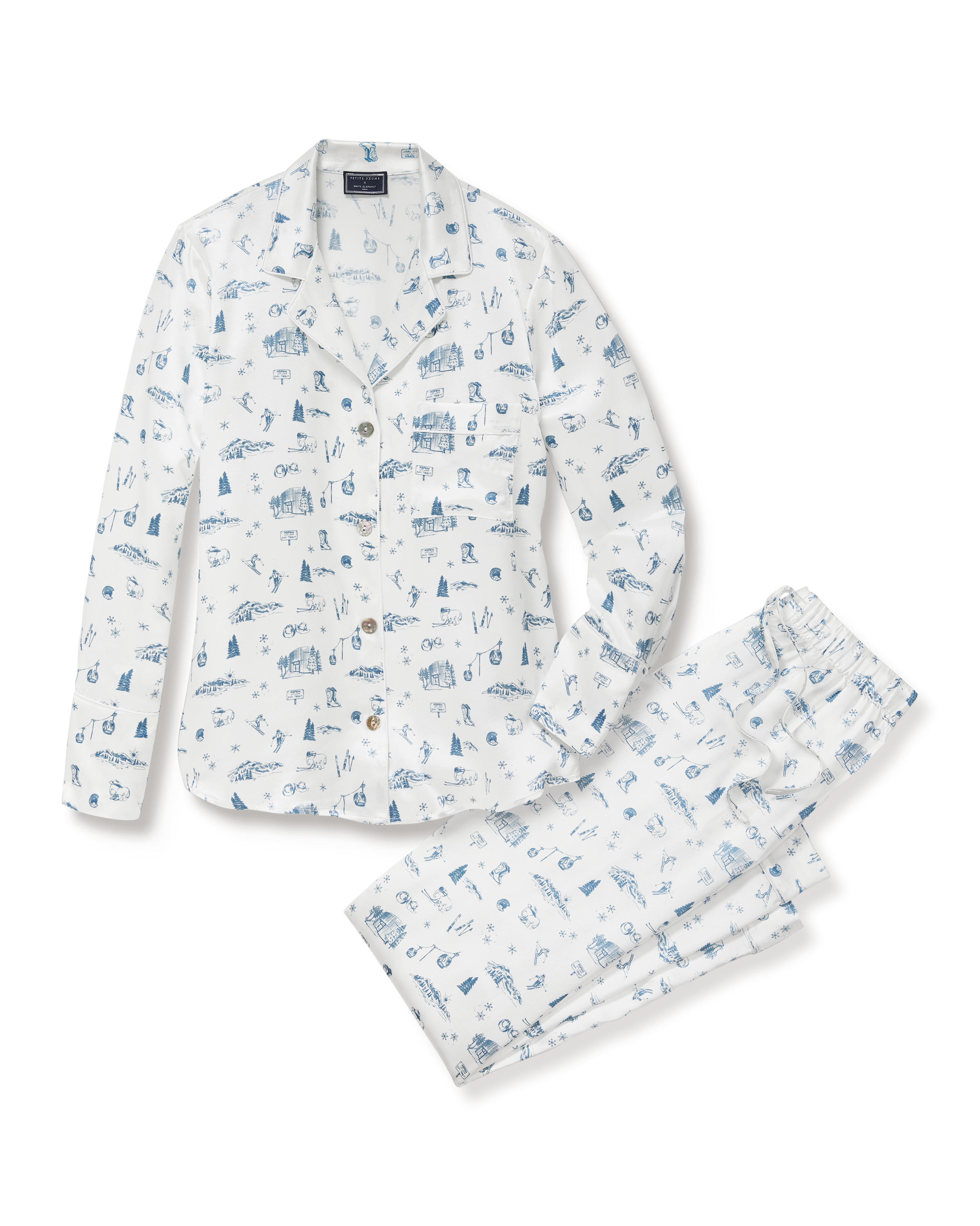 Petite Plume x White Elephant Women's Silk Pajama Set