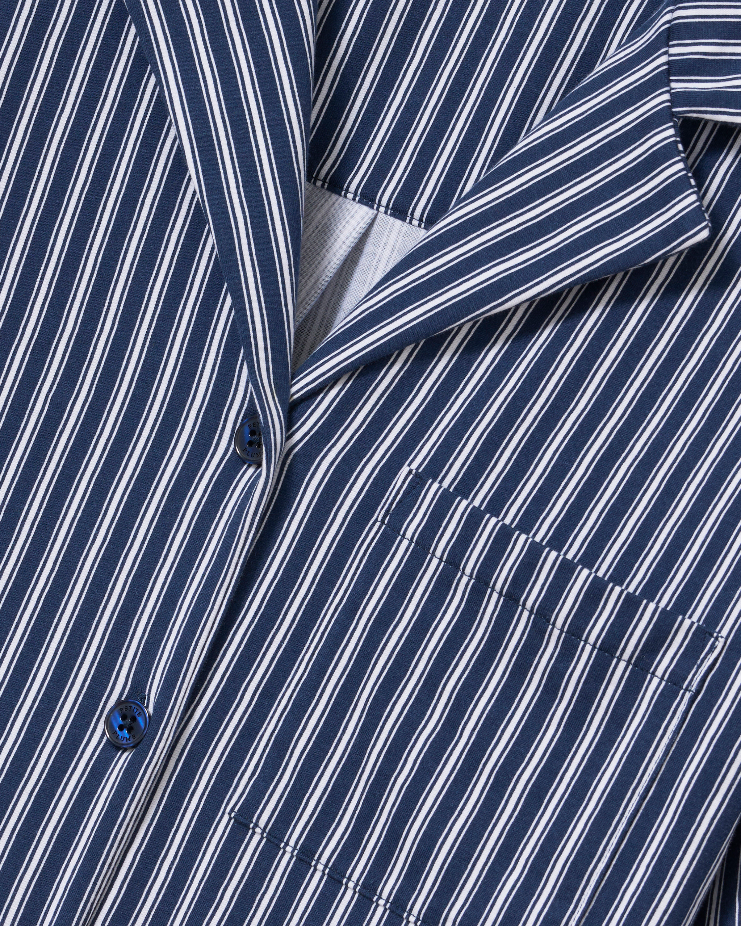 The Olivia Wide Leg Pima Pajama Set in Admiral Ticking