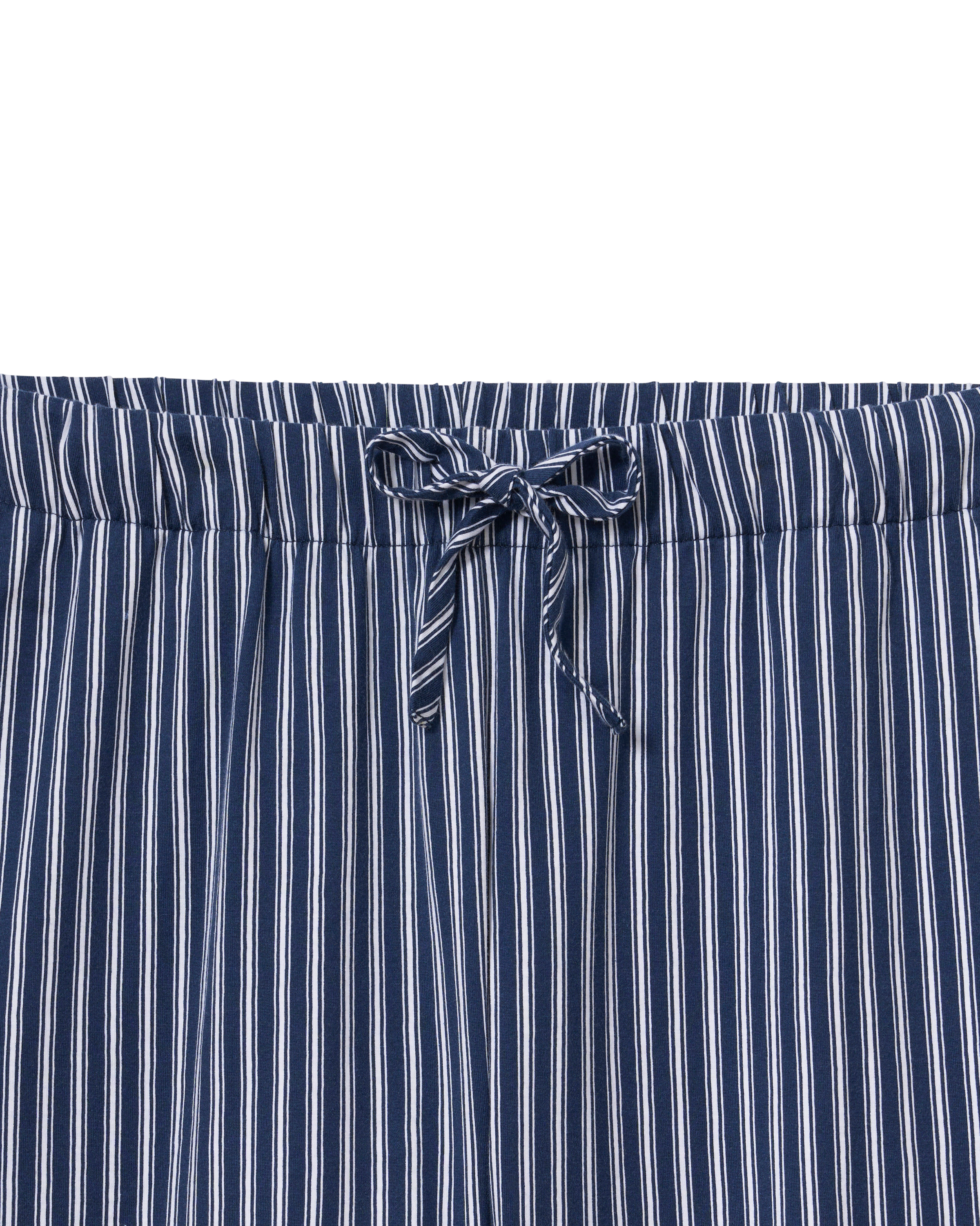 The Olivia Wide Leg Pima Pajama Set in Admiral Ticking
