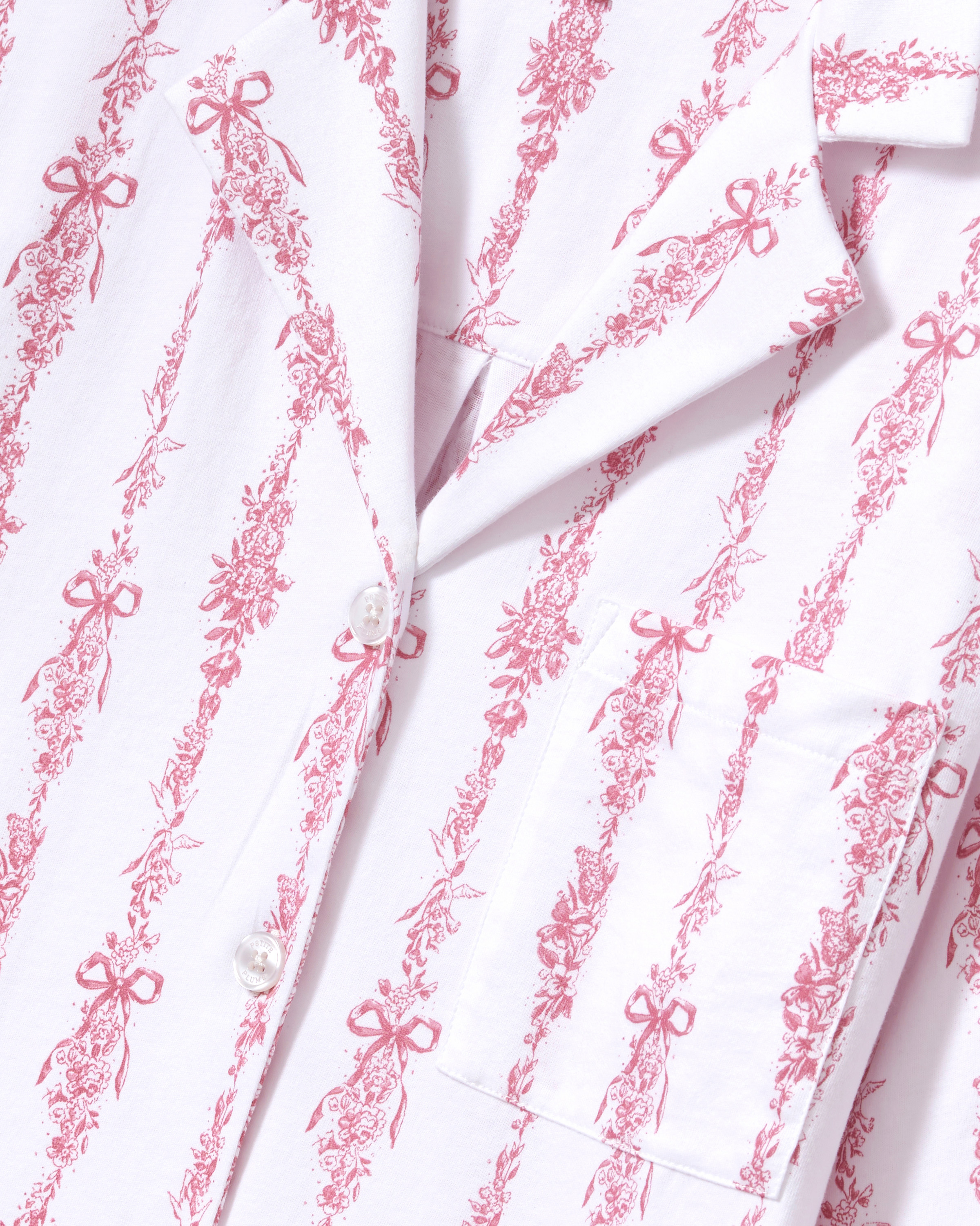 The Olivia Wide Leg Pima Pajama Set in Pink Mayfair Toile