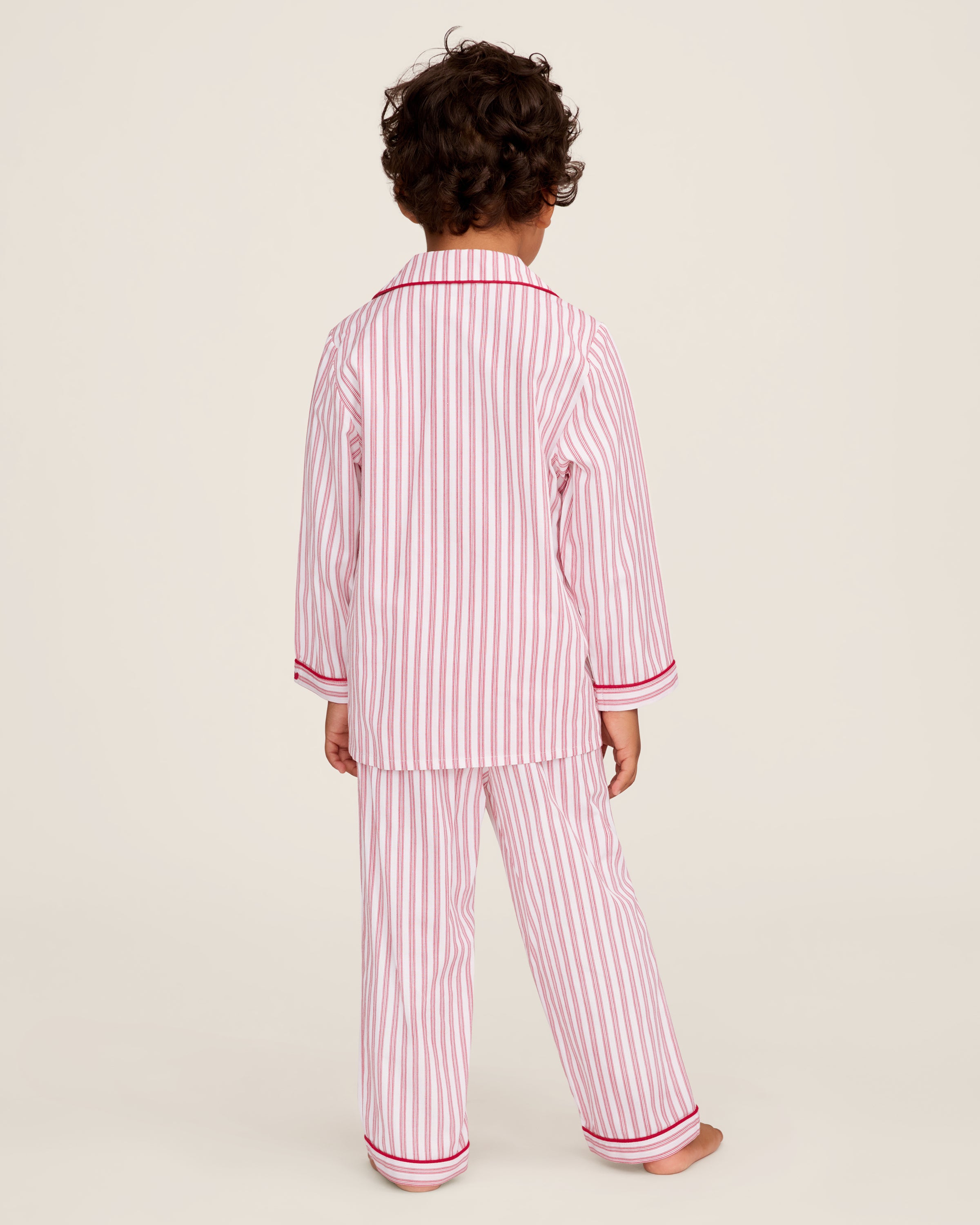 Kid's Twill Pajama Set in Antique Red Ticking