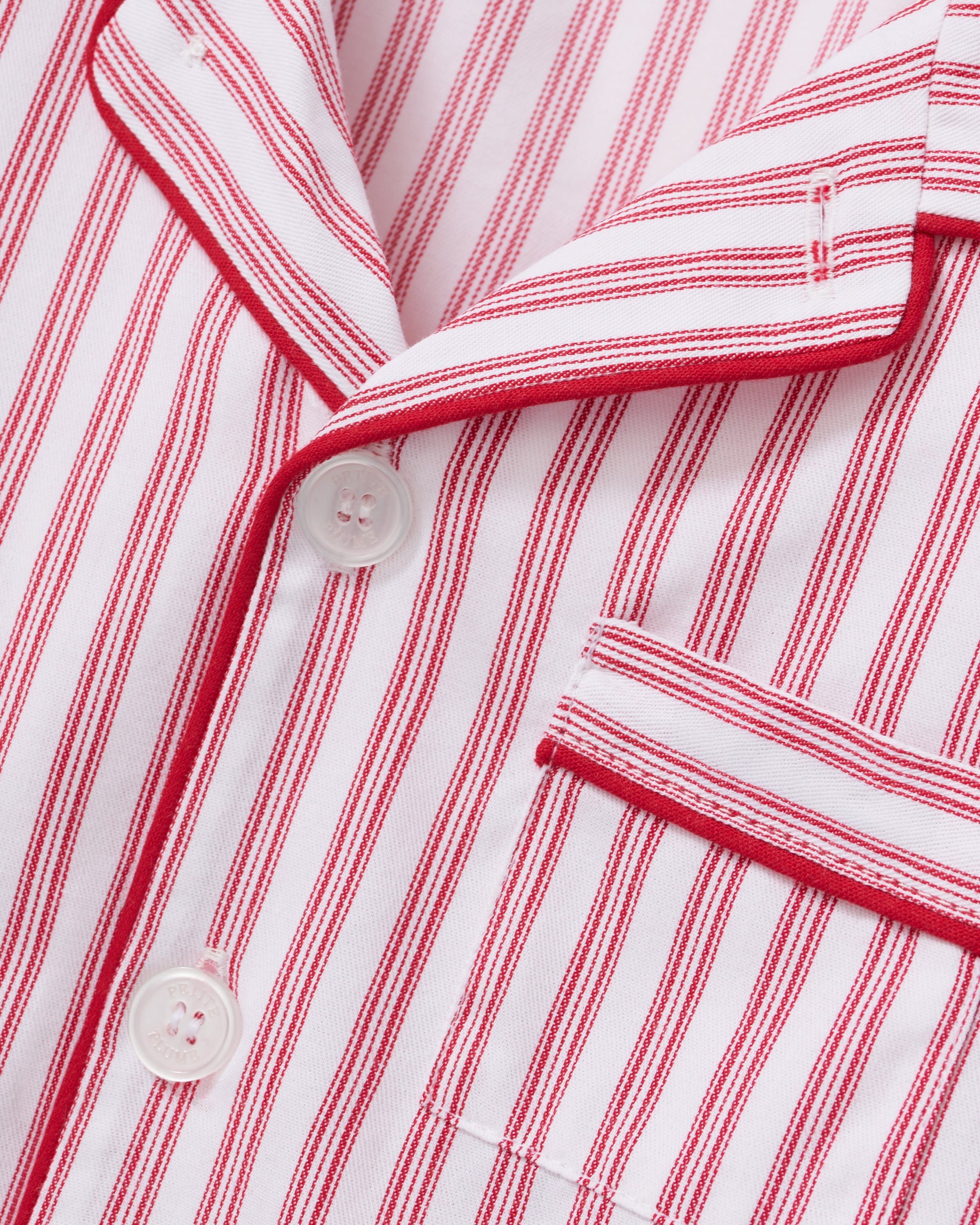 Kid's Twill Pajama Set in Antique Red Ticking