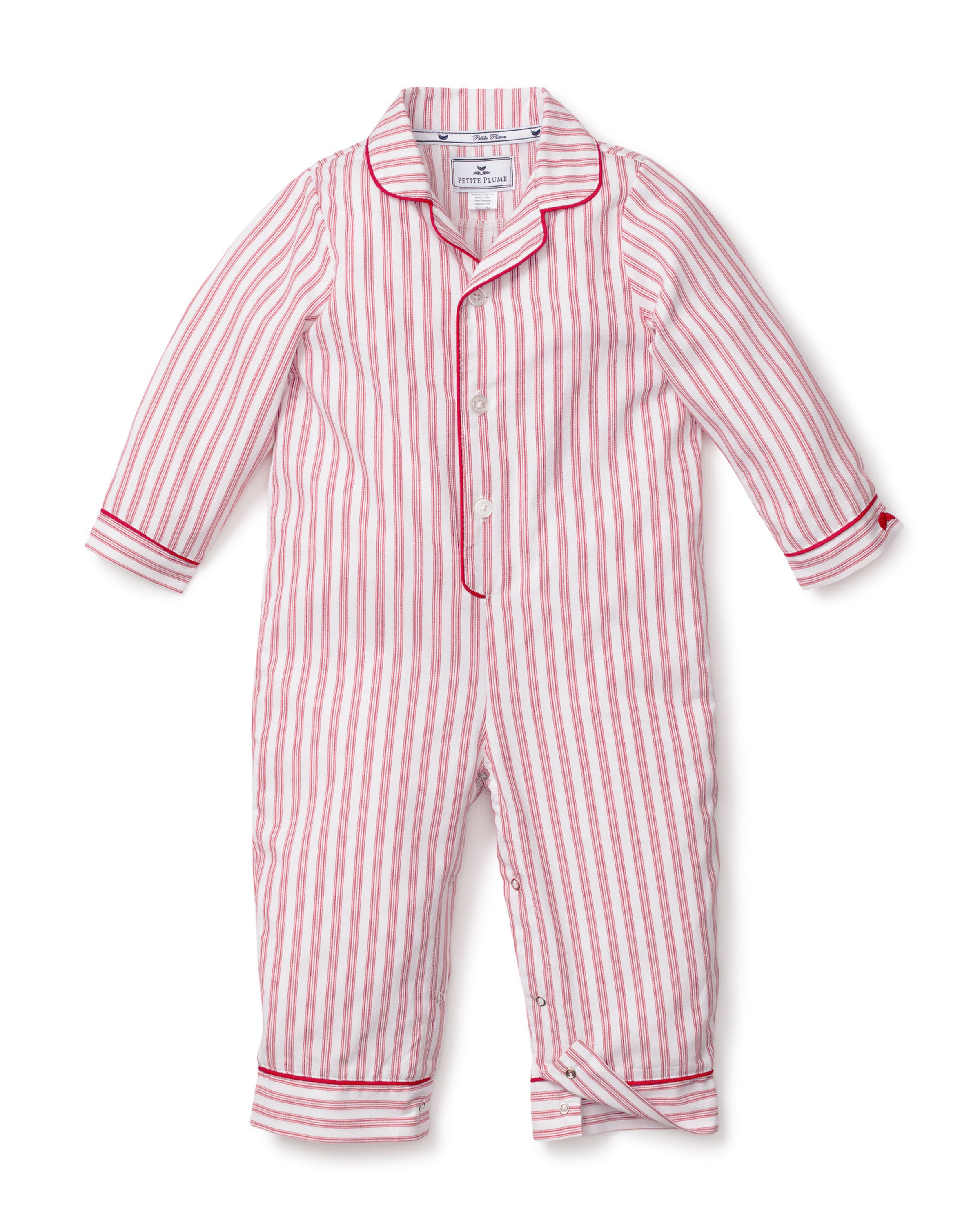Baby's Twill Classic Romper in Antique Red Ticking