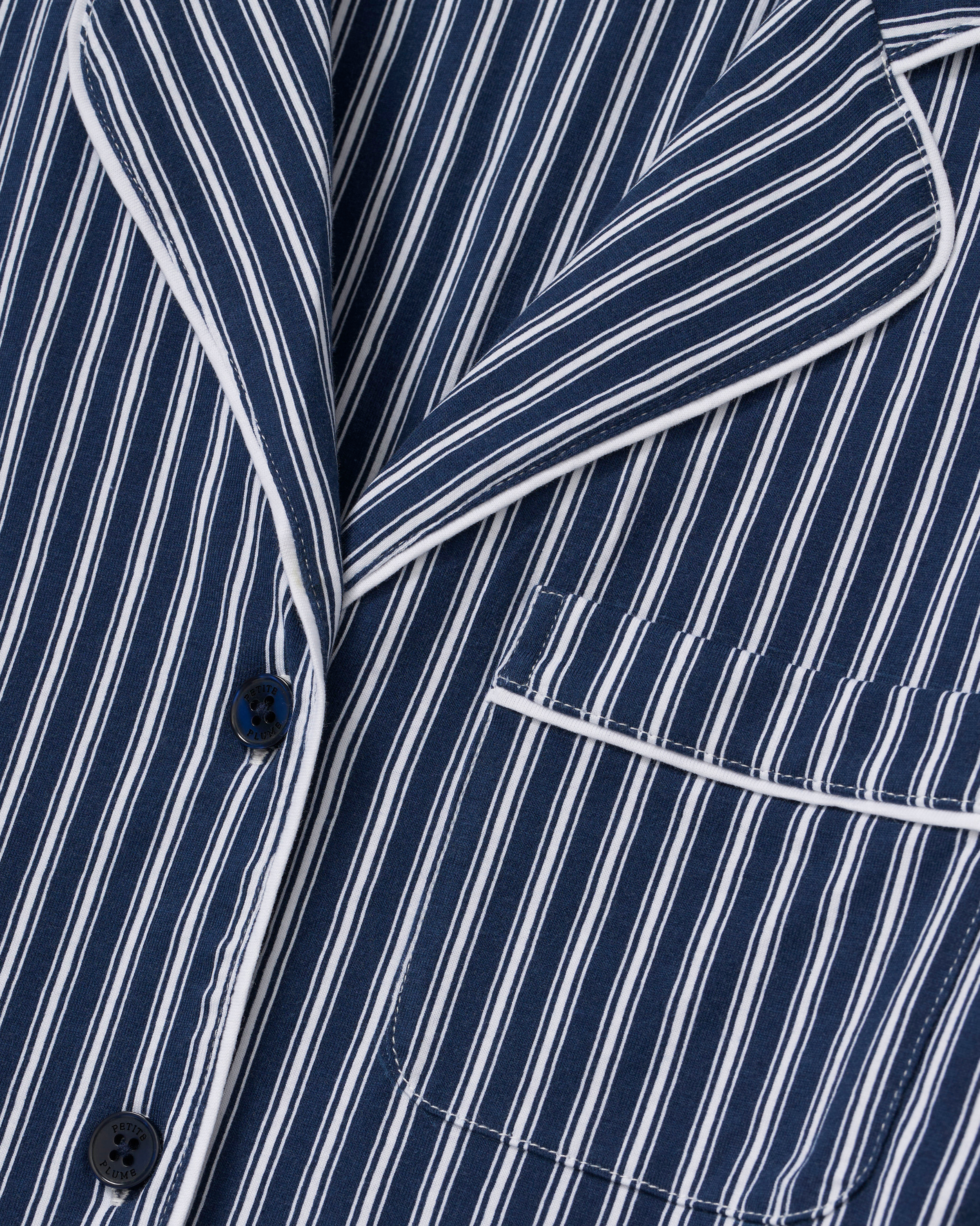 Women's Pima Short Sleeve Short Set in Admiral Ticking