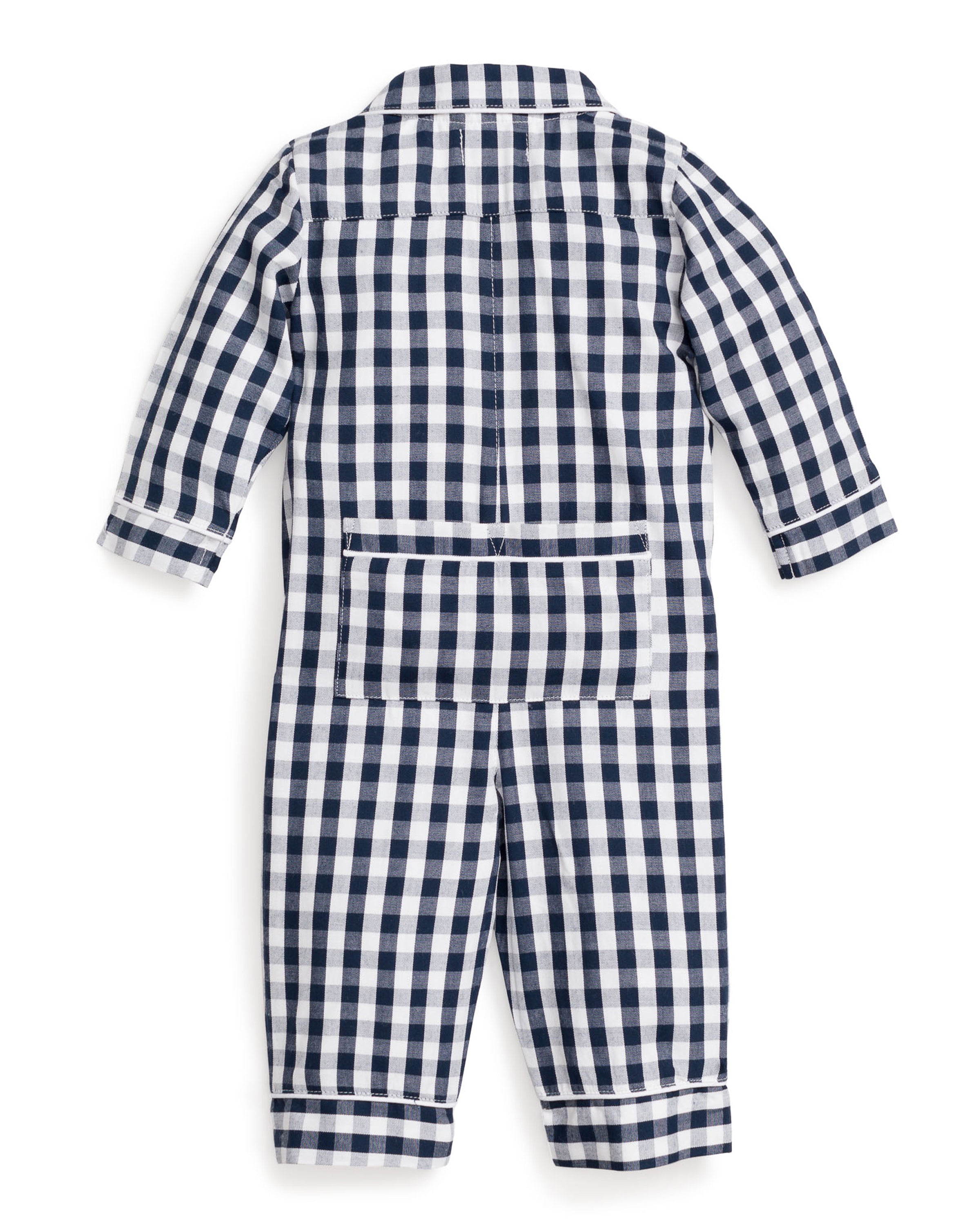 Baby's Twill Classic Romper in Navy Gingham