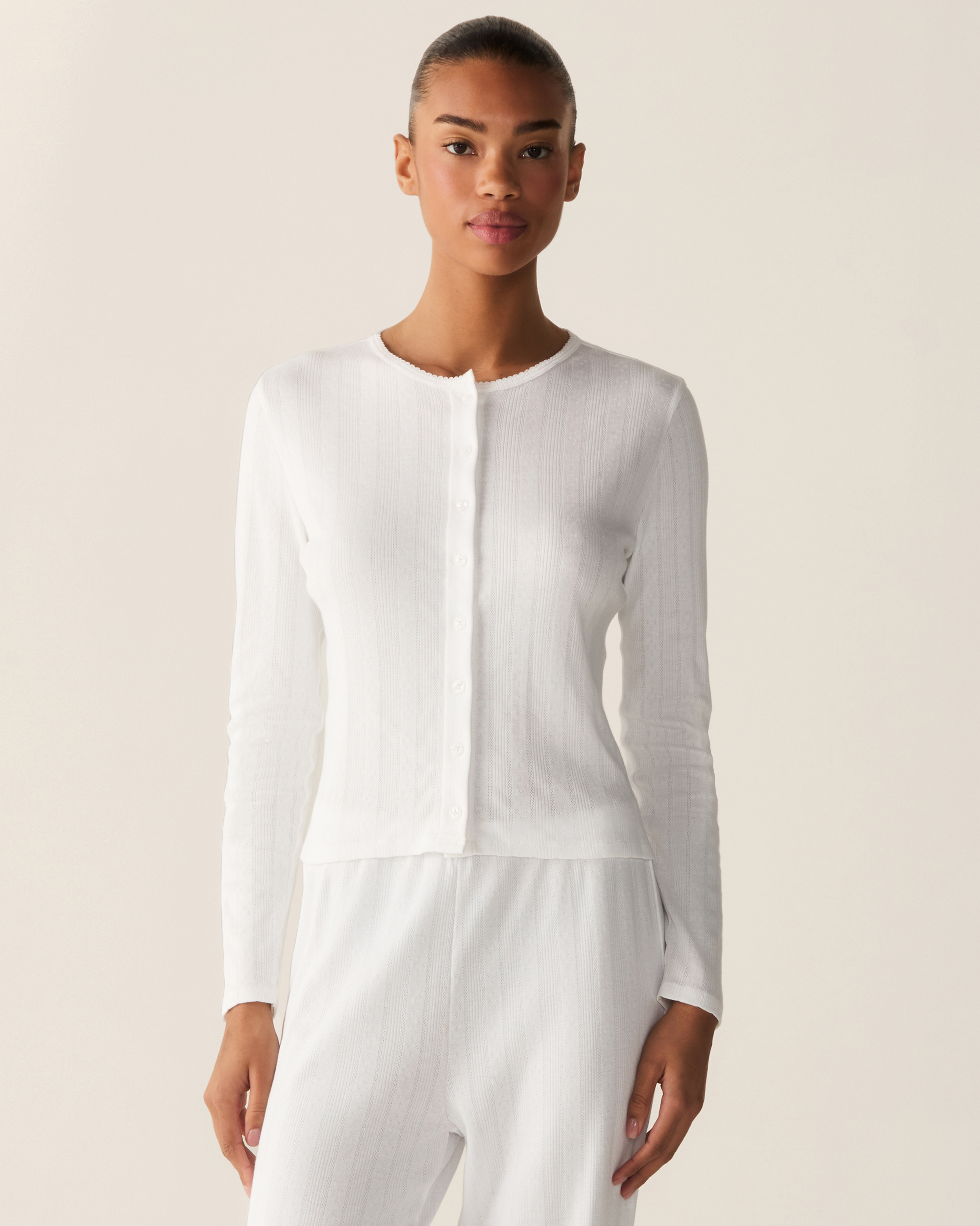 Women's Pointelle Cardigan in White