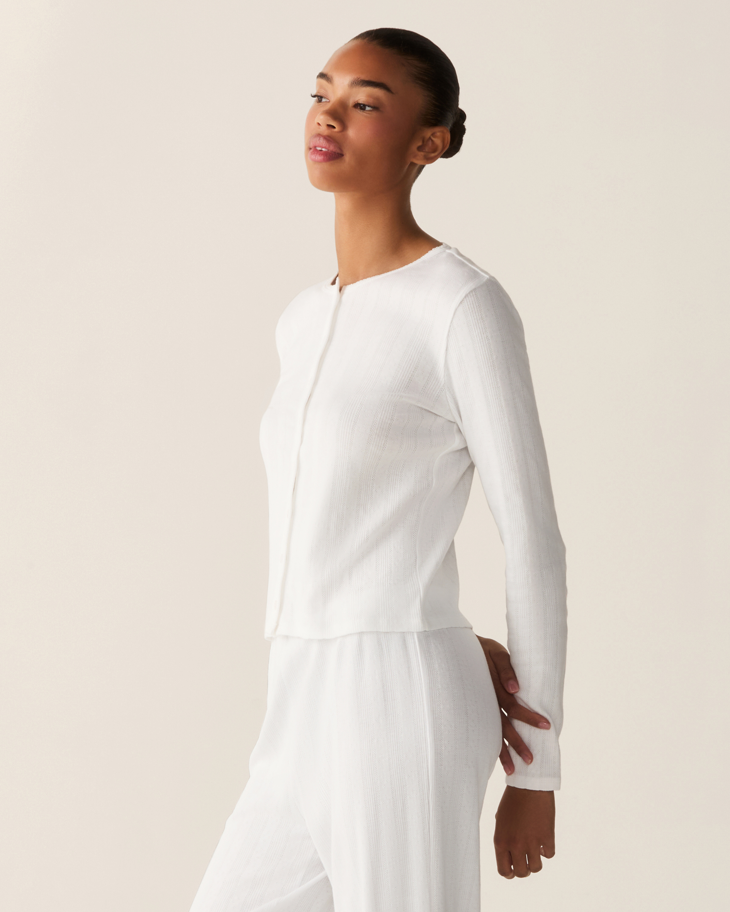 Women's Pointelle Cardigan in White