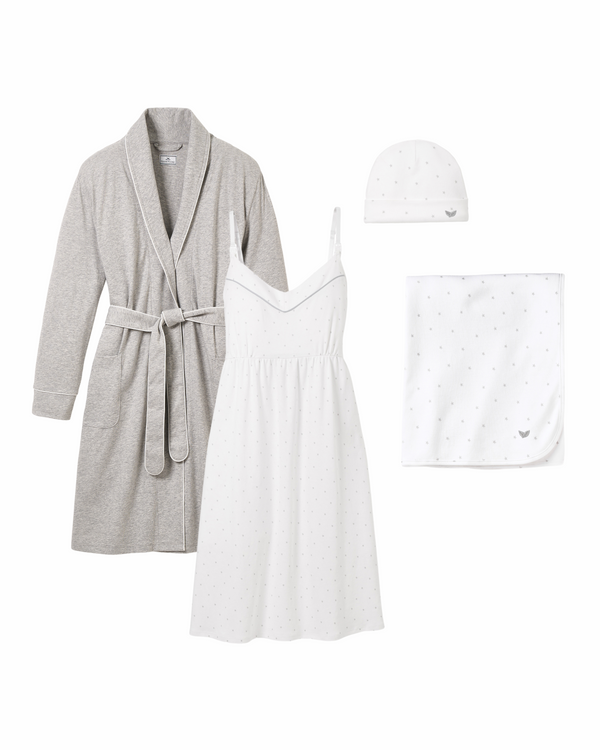 Petite Plume The Hospital Stay Luxe Set - Light Heather Grey & Grey Stars
