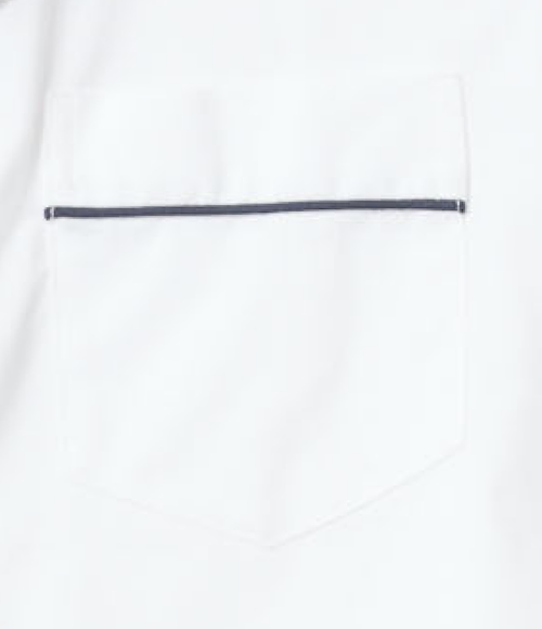 Women's White Cotton Pajama Set (Navy Piping)