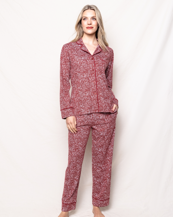 Women's Pima Pajama Set in Bordeaux Paisley