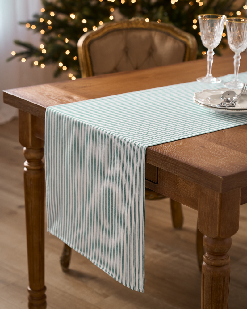 Signature Emerald Ticking Table Linen