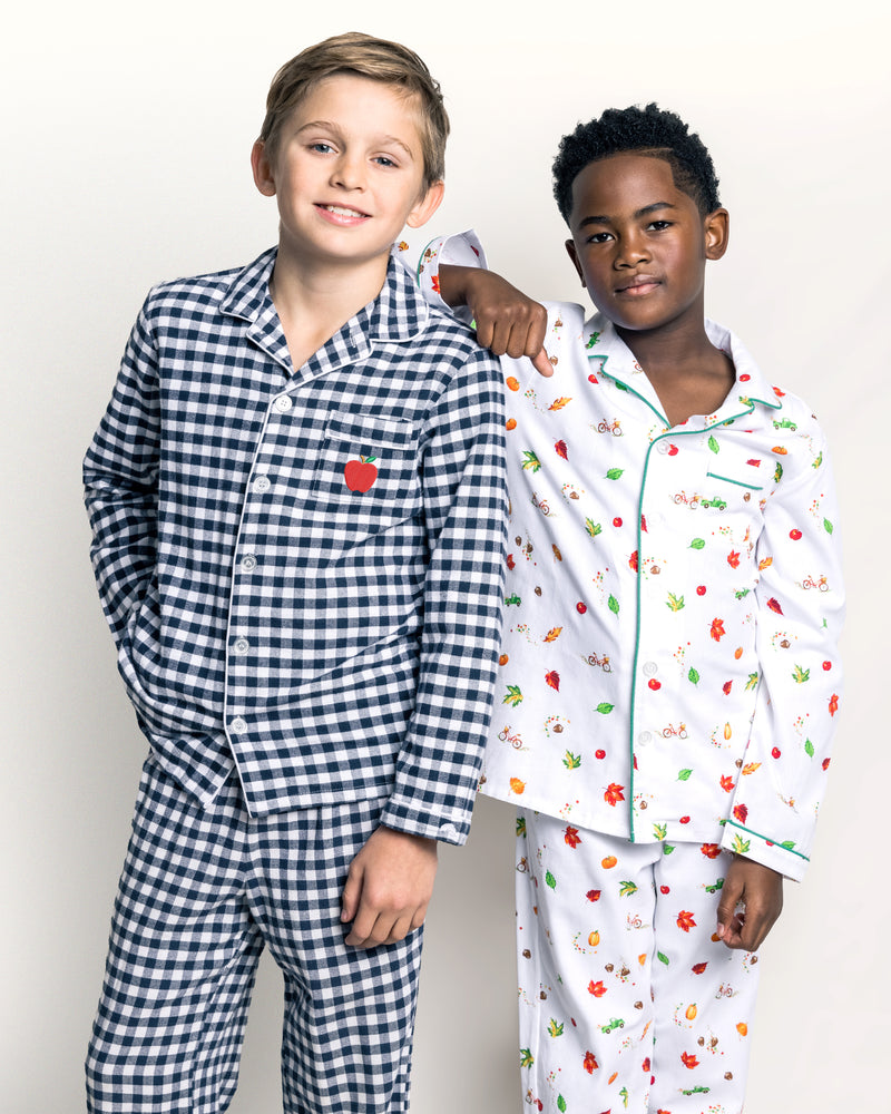 Back to School Limited Edition - Navy Gingham Pajama with Apple Embroidery