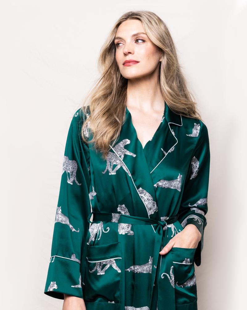 Women's Silk Long Robe in Panthère de Luxe