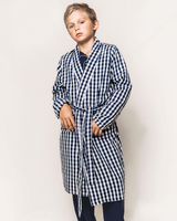 Children's Navy Gingham Robe