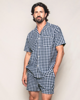 Men's Navy Gingham Short Set