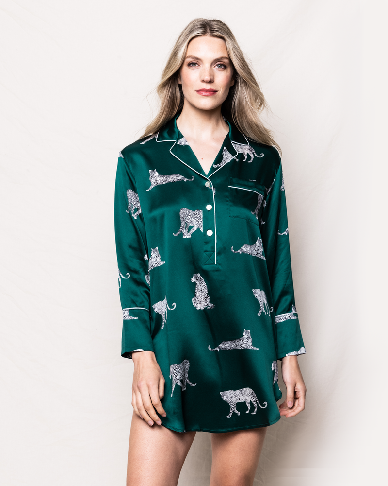 Women's Silk Nightshirt in Panthère de Luxe – Petite Plume