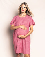 Women's Hospital Gown in Red Mini-Gingham