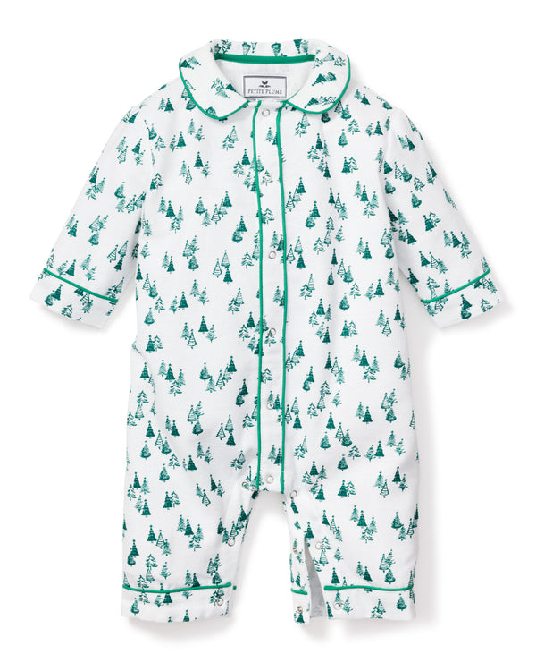 Baby's Flannel Cambridge Romper in Evergreen Forest