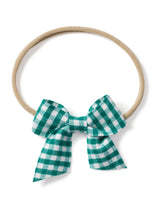 Green Gingham Hair Bows