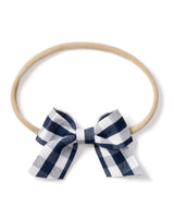 Baby Elastic Navy Gingham Hair Bow