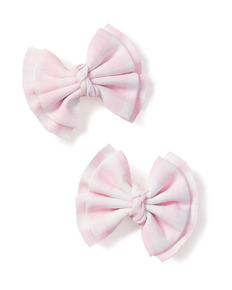 Girl's Twill Hair Bows in Pink Gingham