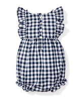 Navy Gingham Ruffled Romper