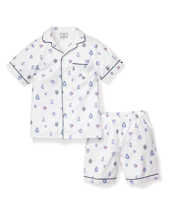 Kid's Twill Pajama Short Set in Regal Crests