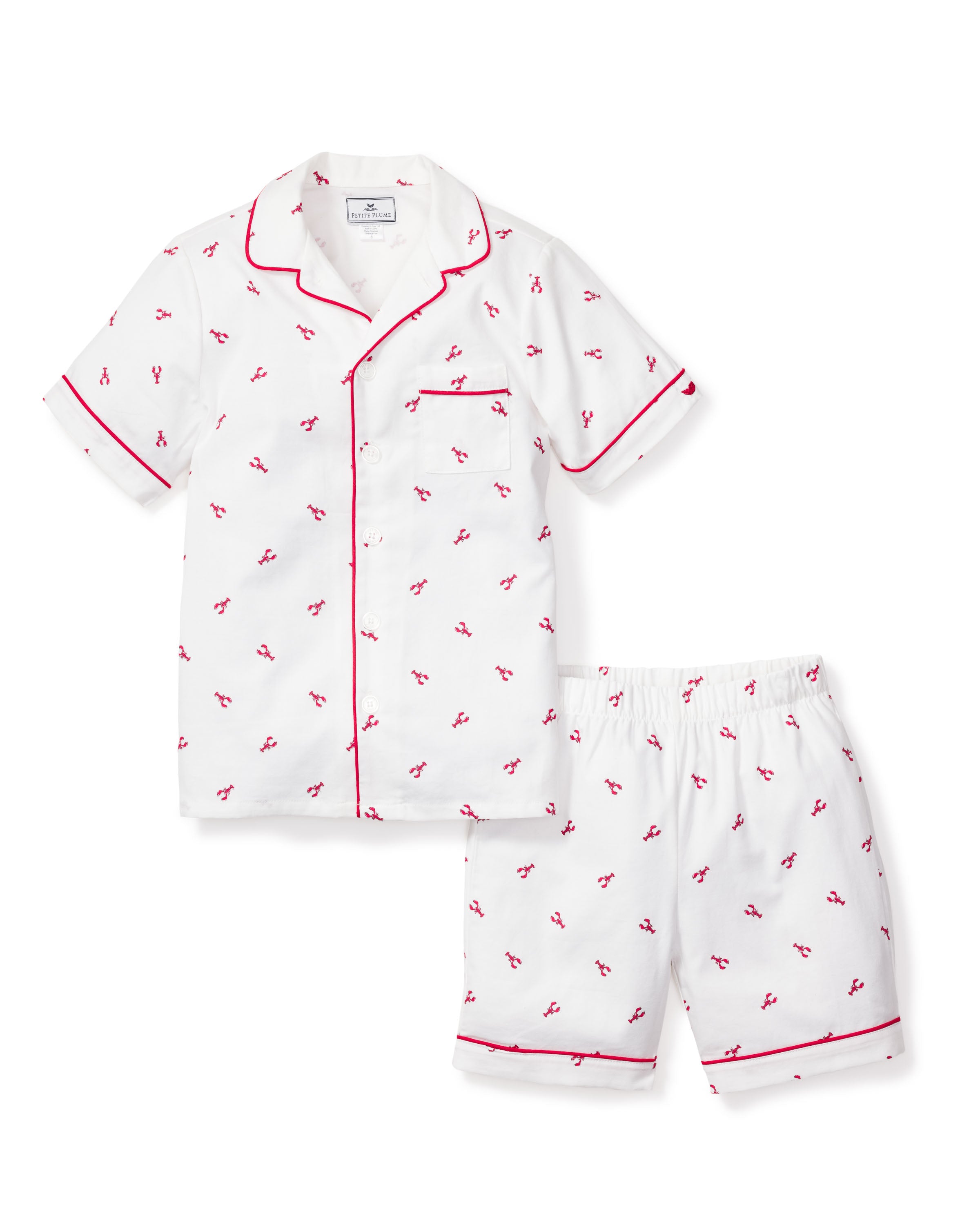 Kid's Twill Pajama Short Set in Brixham Lobsters