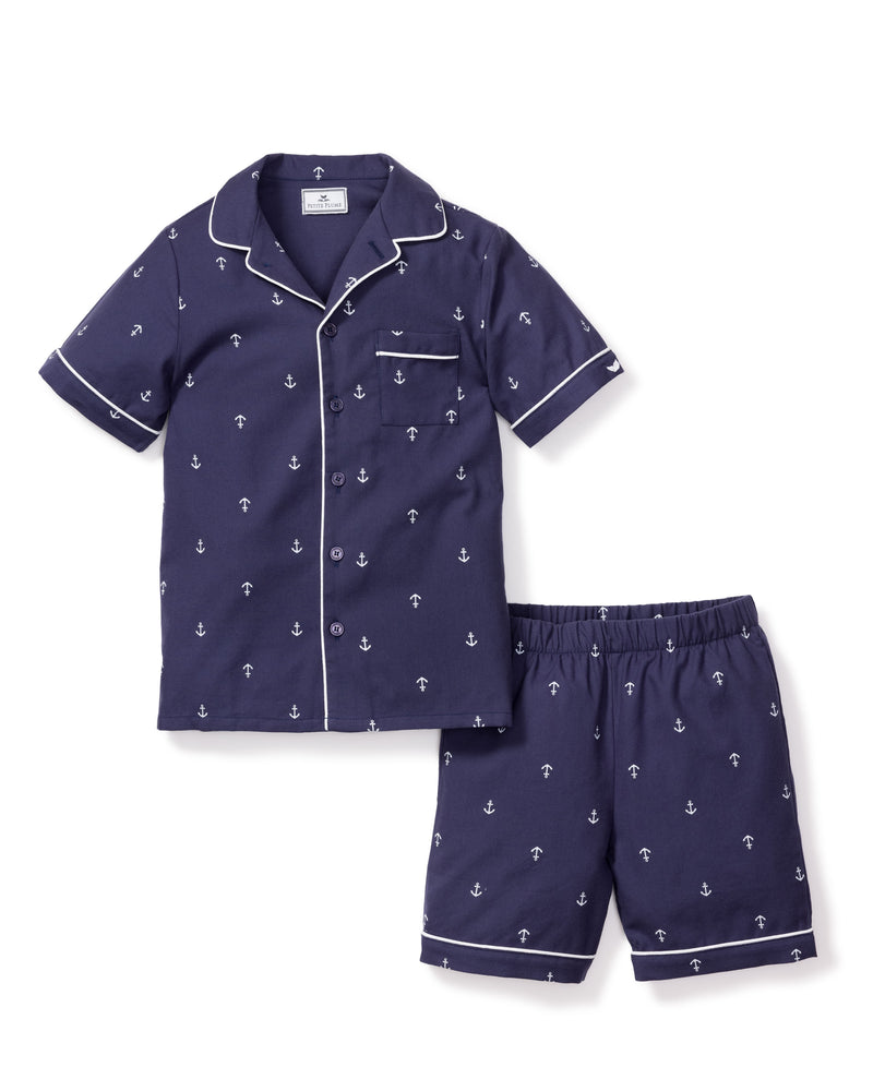 Kid s Twill Pajama Short Set in Portsmouth Anchors Petite Plume